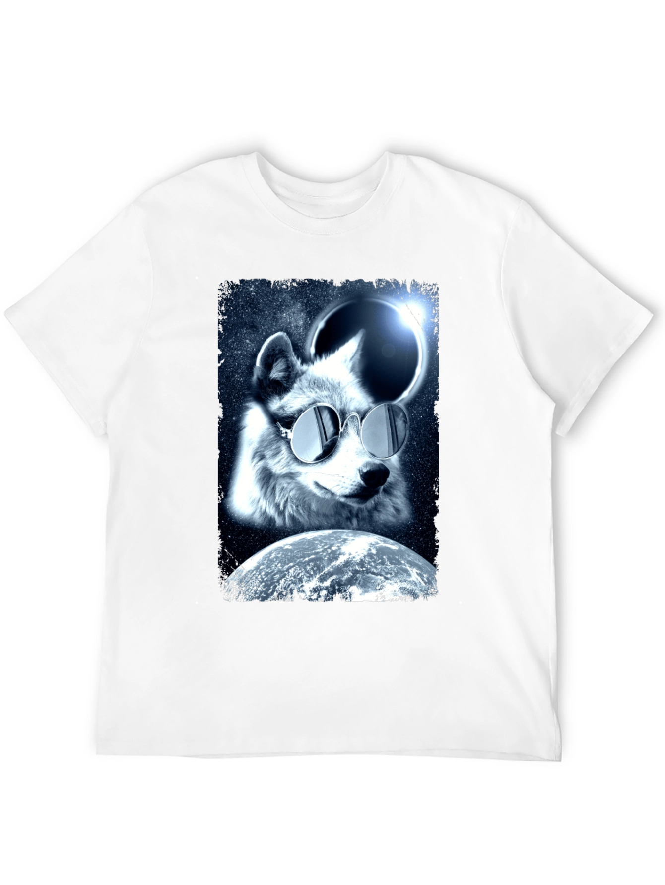 Cool Wolf in Space T-Shirt - Unique Graphic Tee