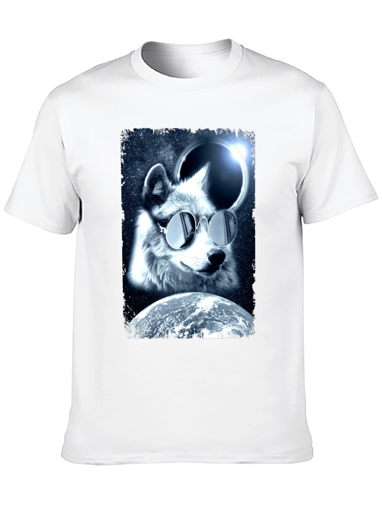 Cool Wolf in Space T-Shirt - Unique Graphic Tee