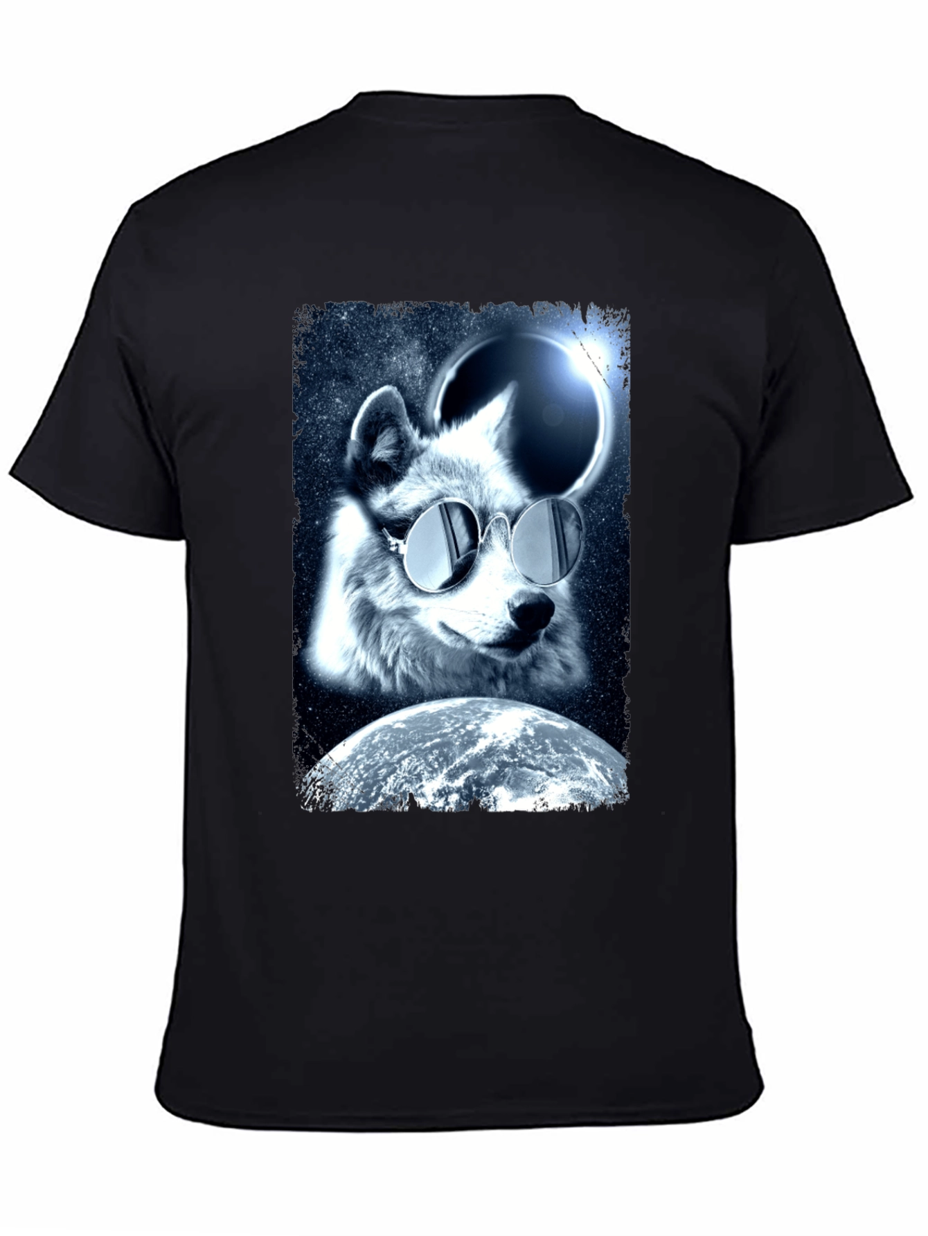 Cool Wolf in Space T-Shirt - Unique Graphic Tee