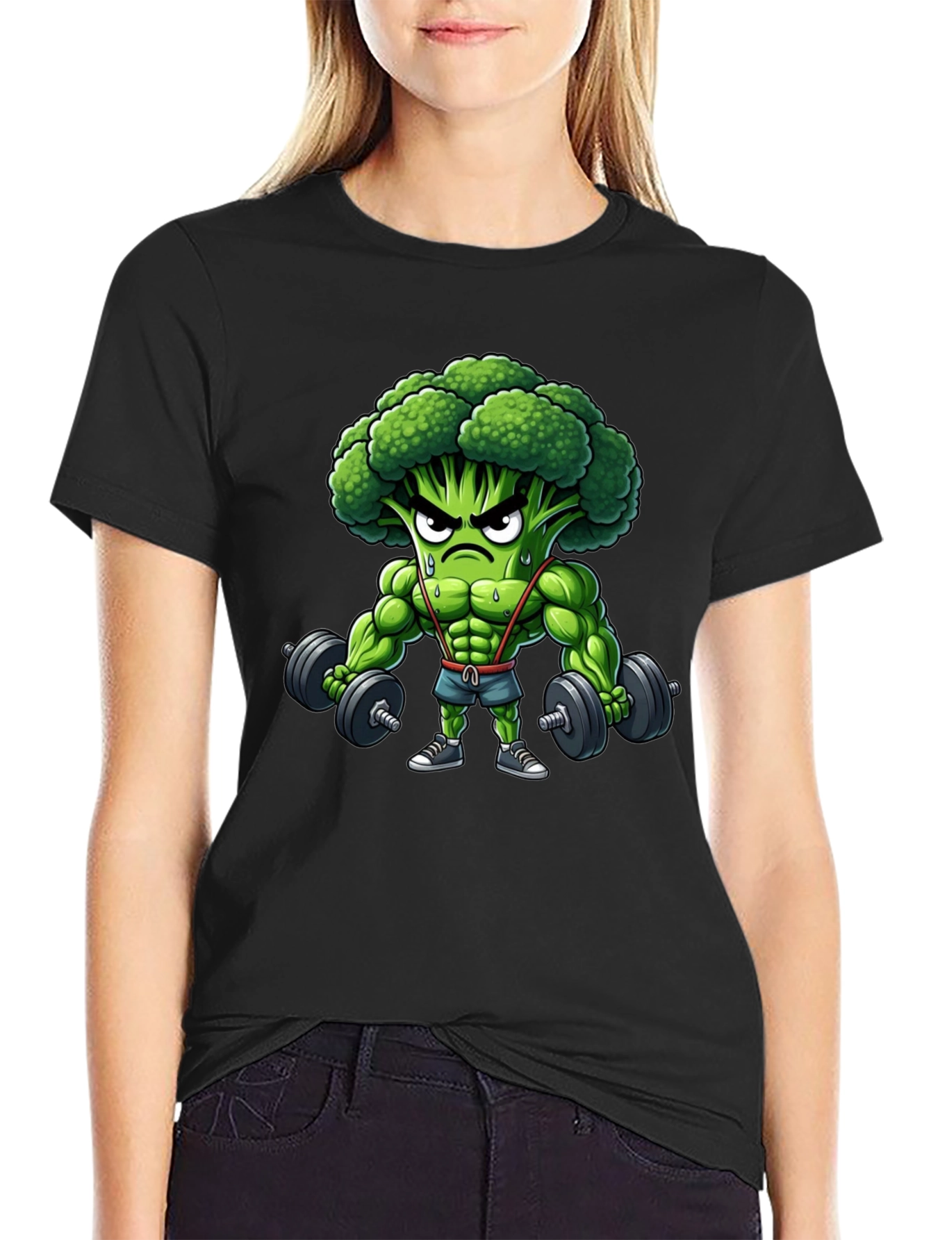 Broccoli Bodybuilder Graphic Tee - Funny Gym Shirt