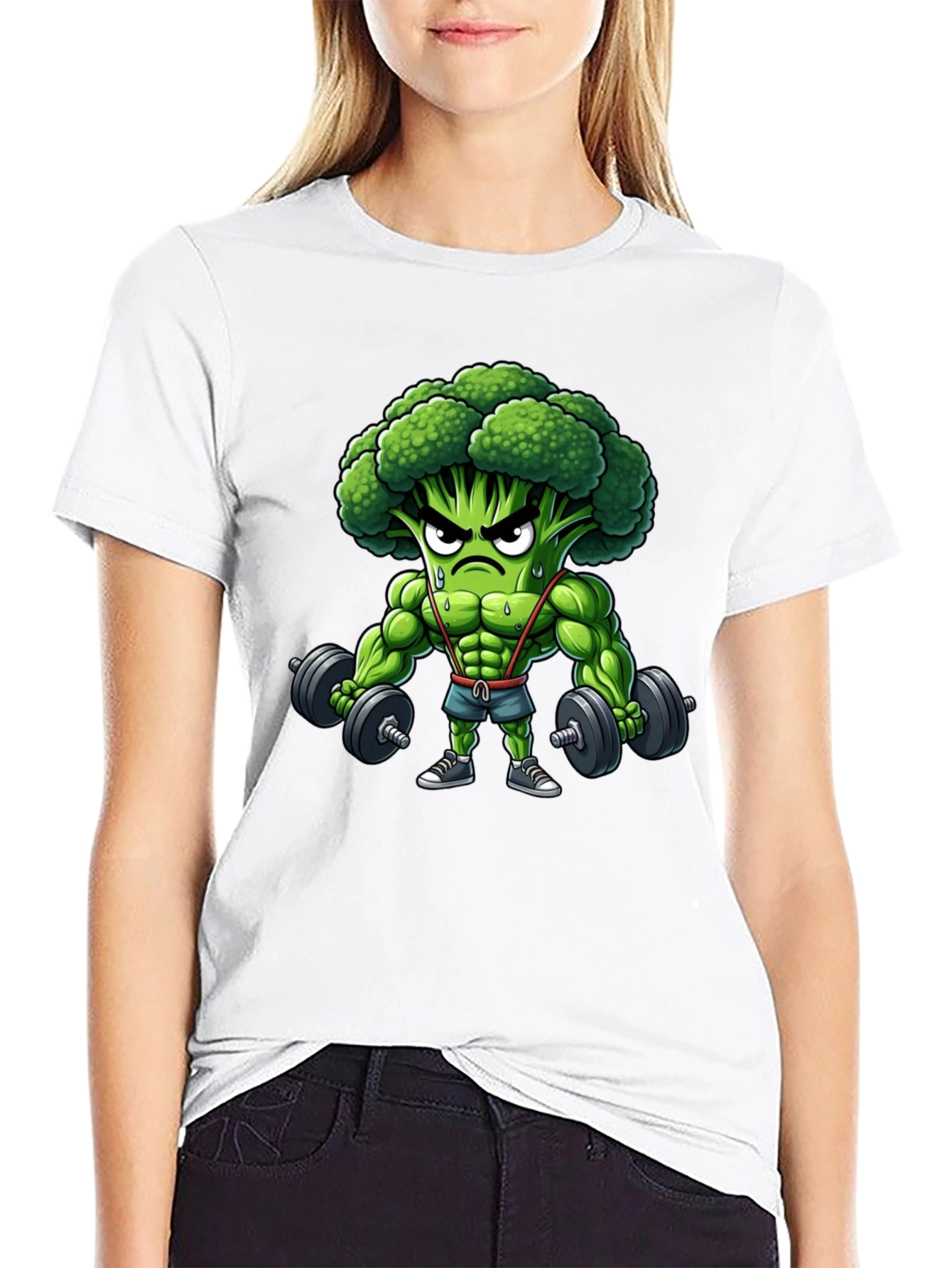 Broccoli Bodybuilder Graphic Tee - Funny Gym Shirt