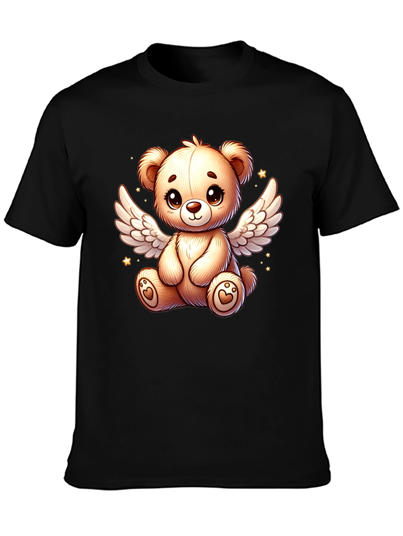 Angel Teddy Bear Black T-Shirt