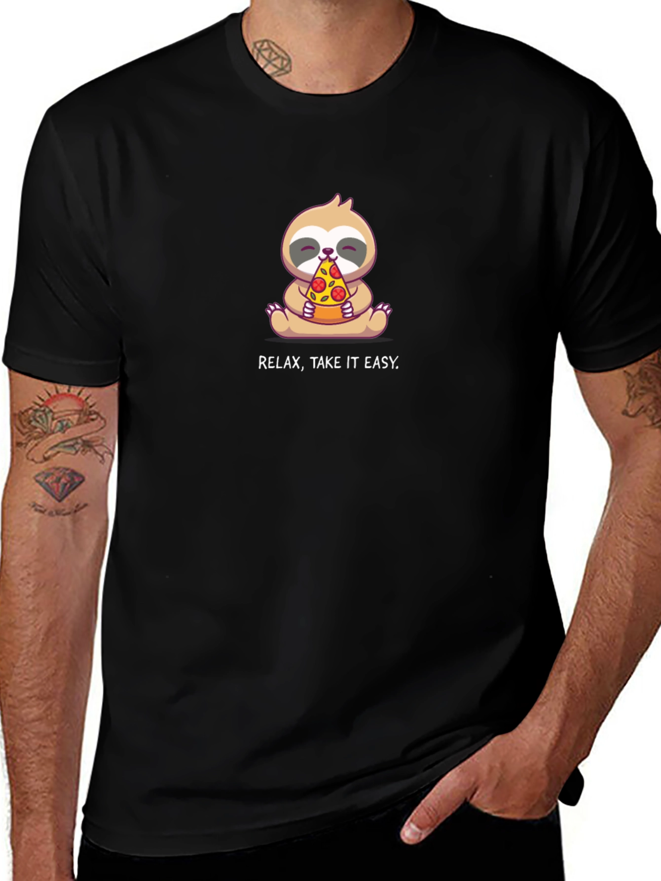Relax Take it Easy! Sloth Eating Pizza T-Shirt