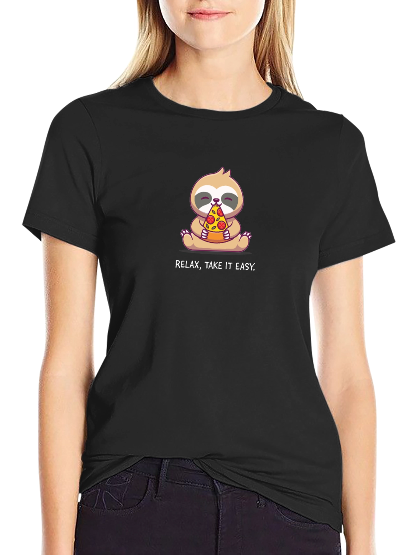 Relax Take it Easy! Sloth Eating Pizza T-Shirt