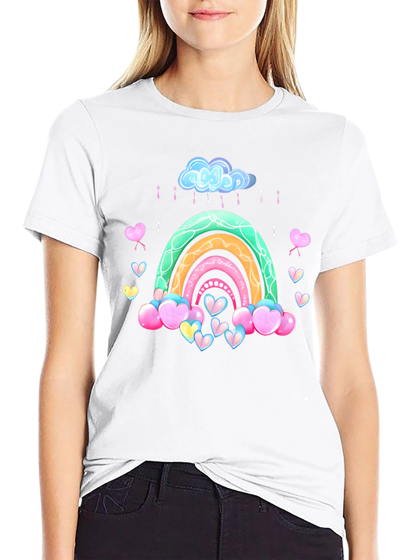 Rainbow Heart Cloud Graphic Tee