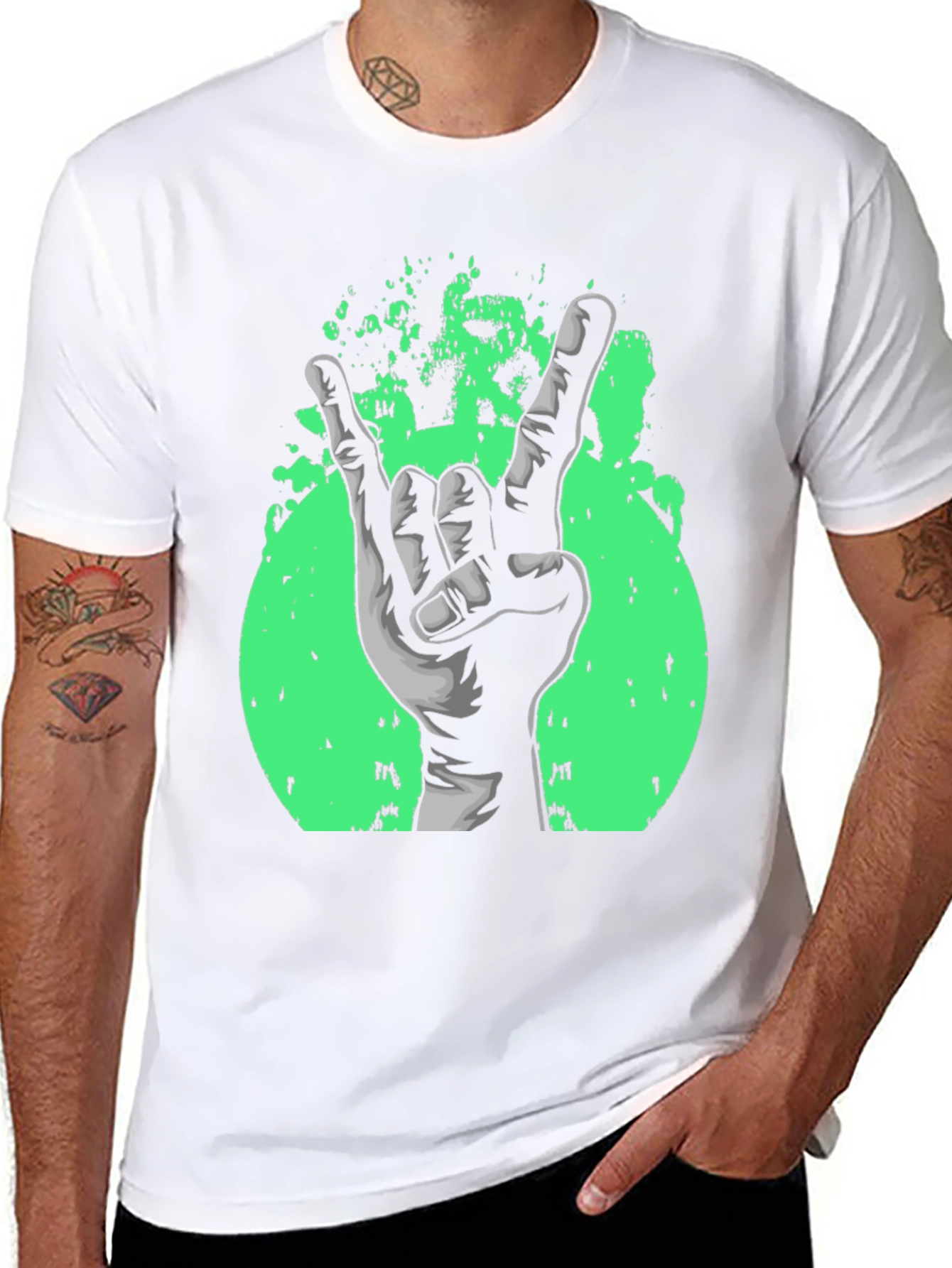 Rock On! Graphic Print Black T-Shirt