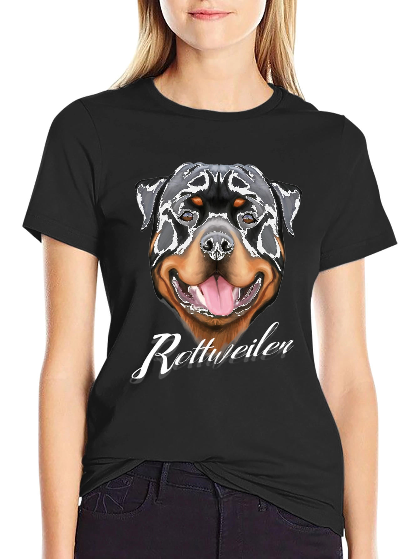 Rottweiler Dog Graphic T-Shirt - Black