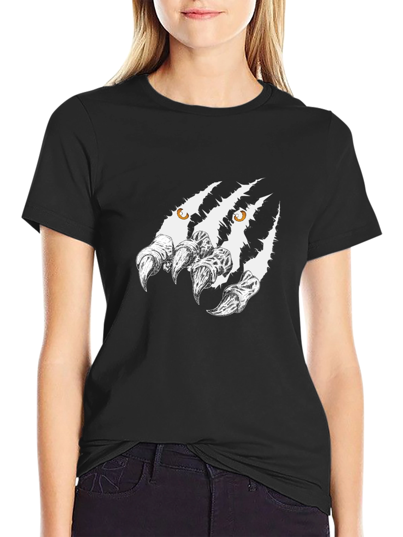 Mens Black Graphic Tee - Monster Claw Design