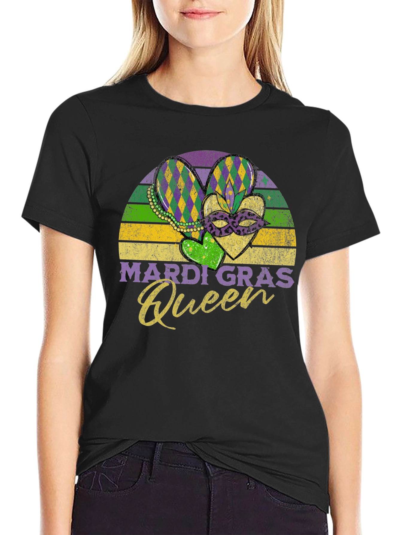 Mardi Gras Queen Black T-Shirt