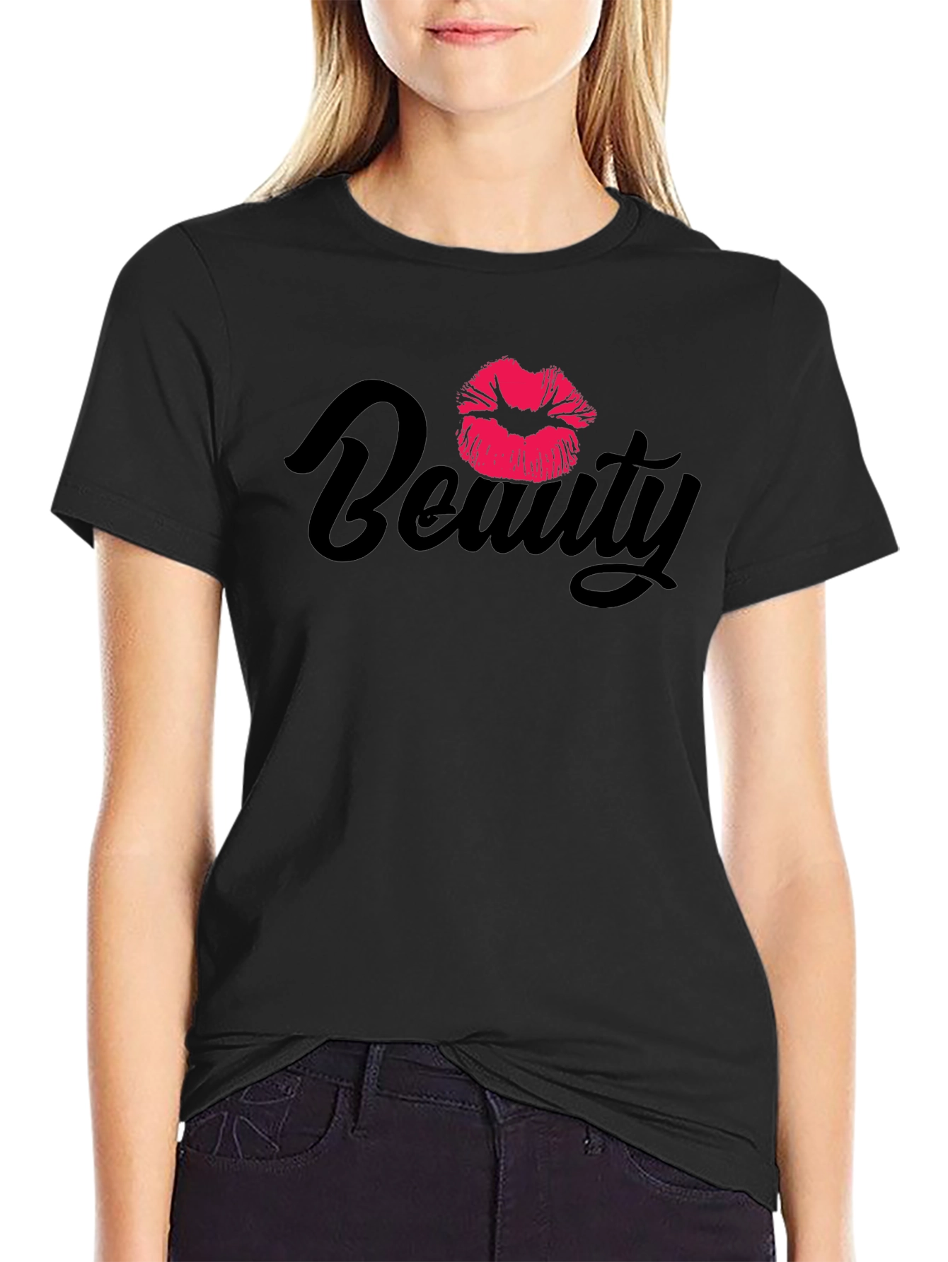 Beauty Lips Graphic Black T-Shirt