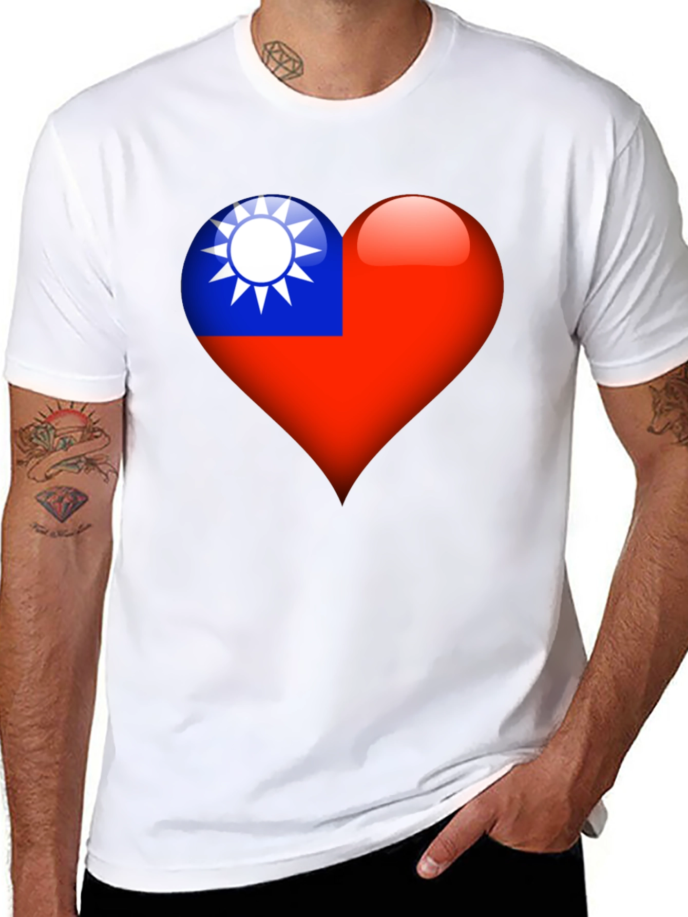 Taiwanese Flag Heart T-Shirt - Show Your Love