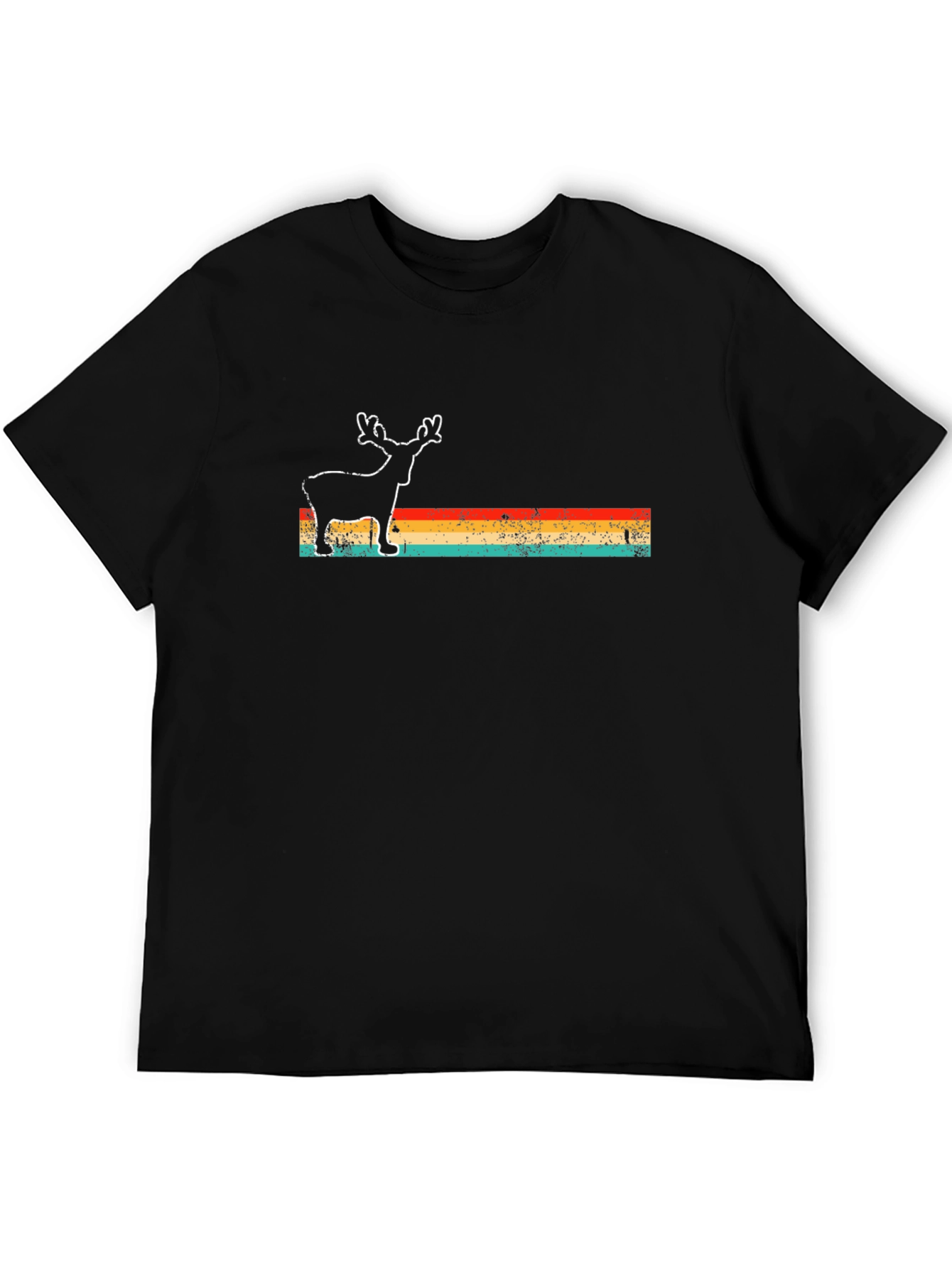 Retro Reindeer Graphic Tee - Black T-Shirt