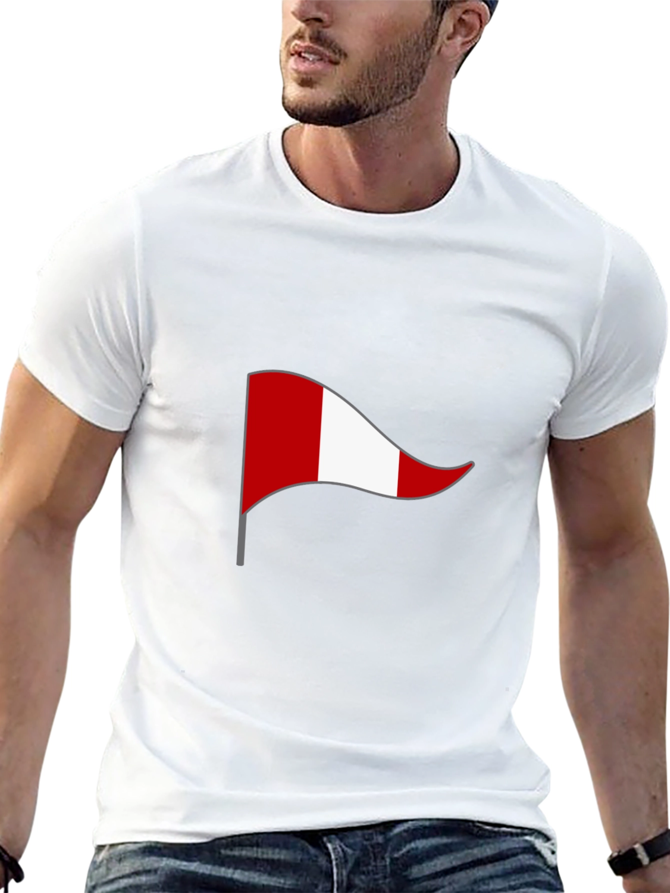 Peru Flag Graphic Tee - Black Cotton T-Shirt