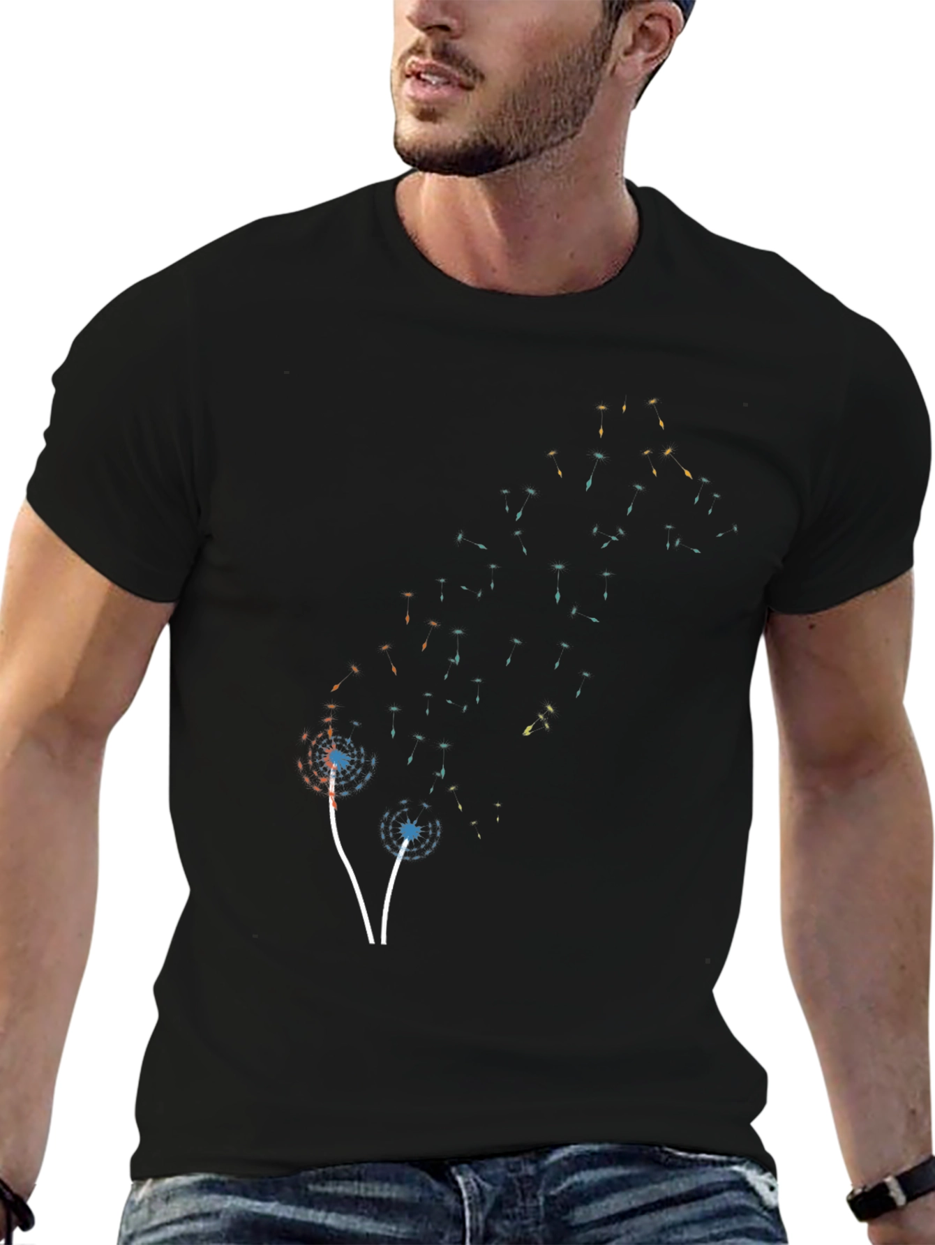 Abstract Dandelion Black T-Shirt