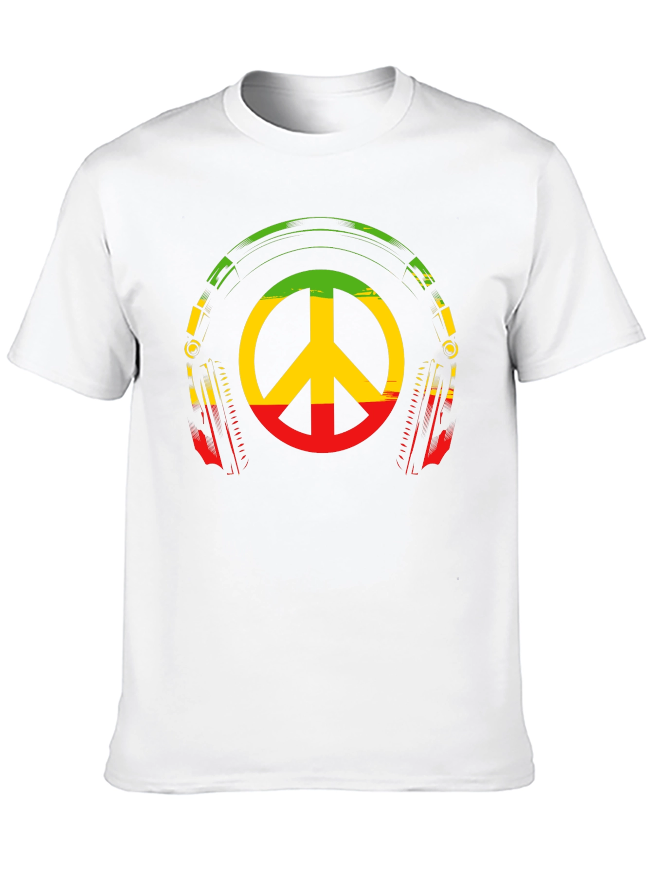 Rasta Peace Sign Headphones Graphic Tee