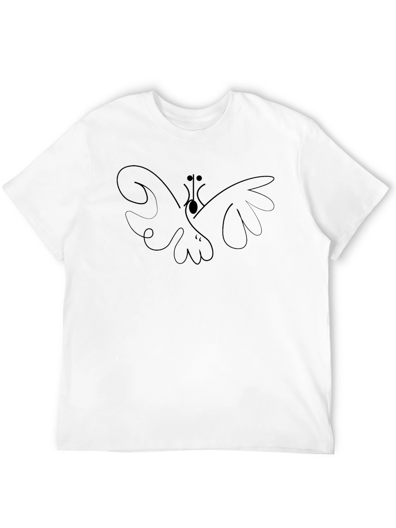 Butterfly Dove Graphic Tee - Mens Black Cotton T-Shirt