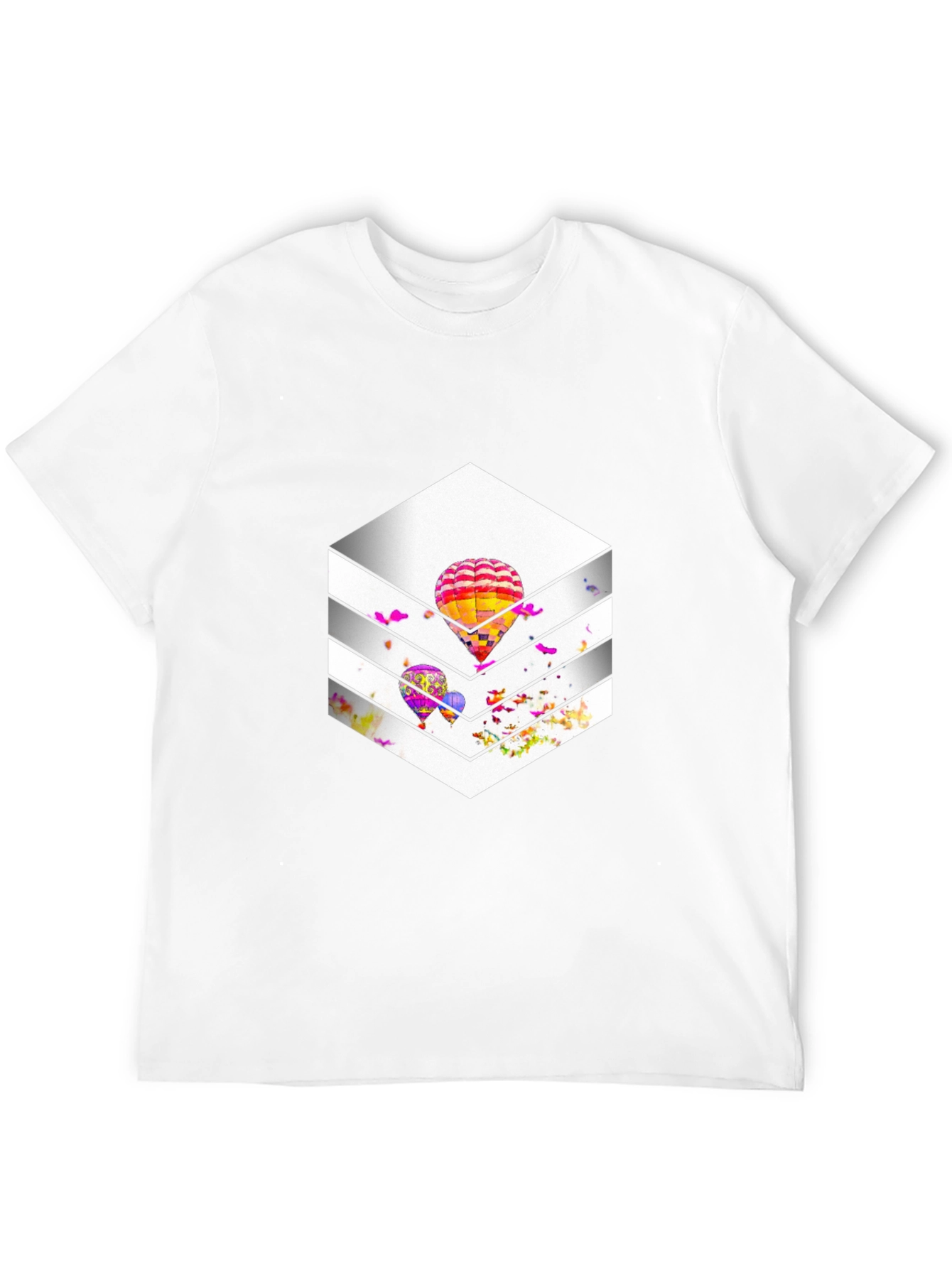 Stylish Black T-Shirt with Hot Air Balloon Graphic Design