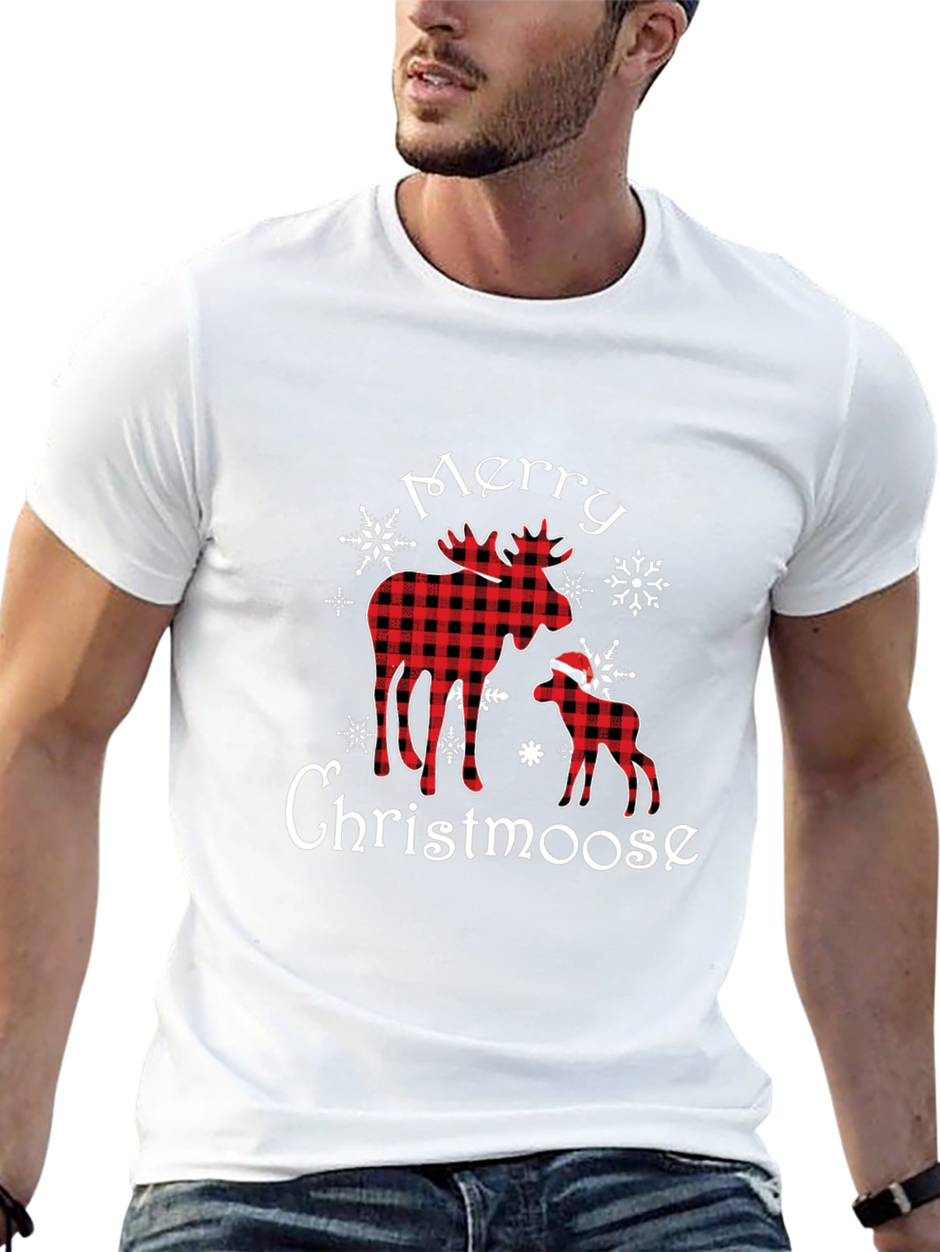Merry Christmoose Buffalo Plaid Christmas T-Shirt