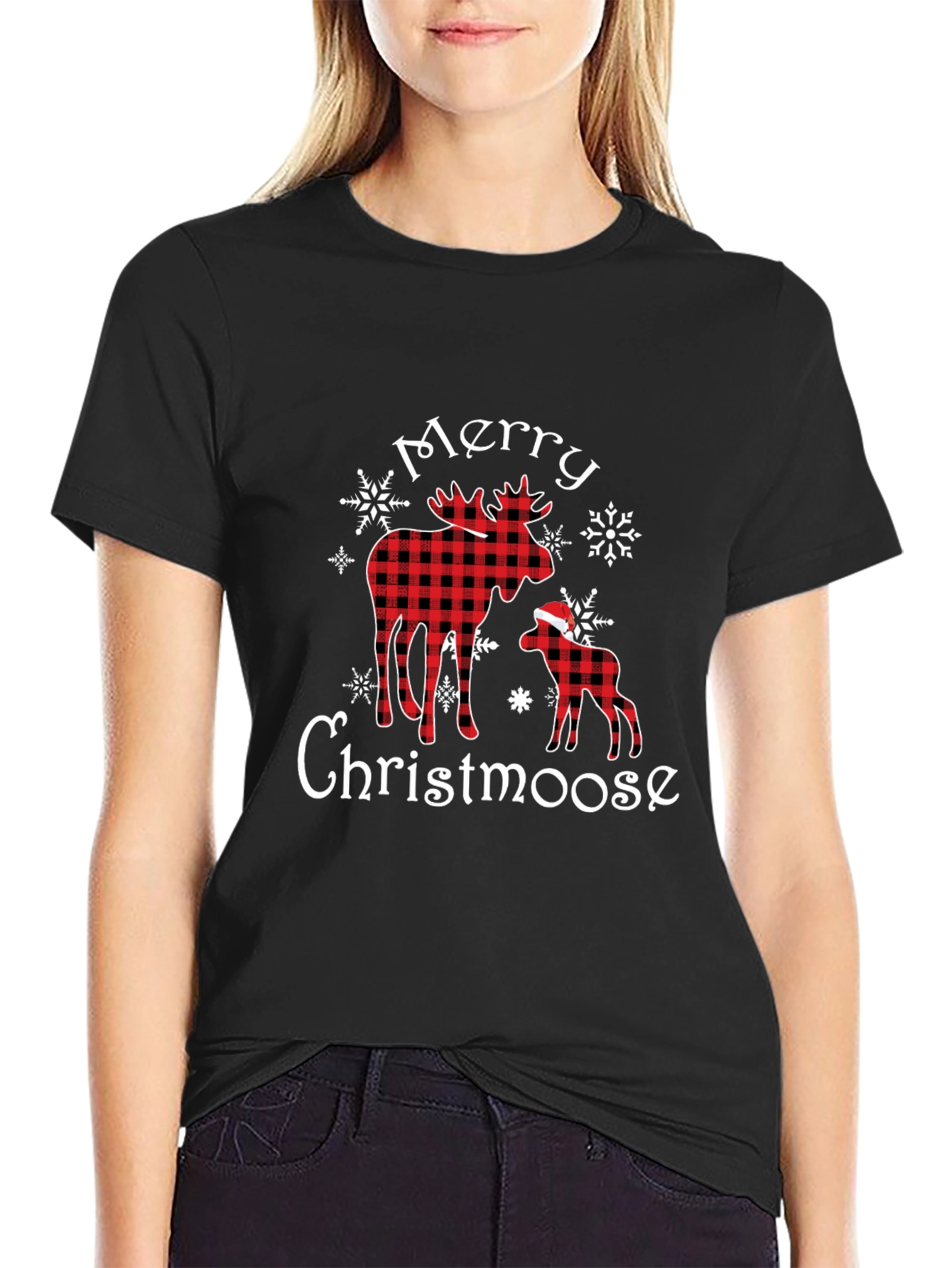 Merry Christmoose Buffalo Plaid Christmas T-Shirt