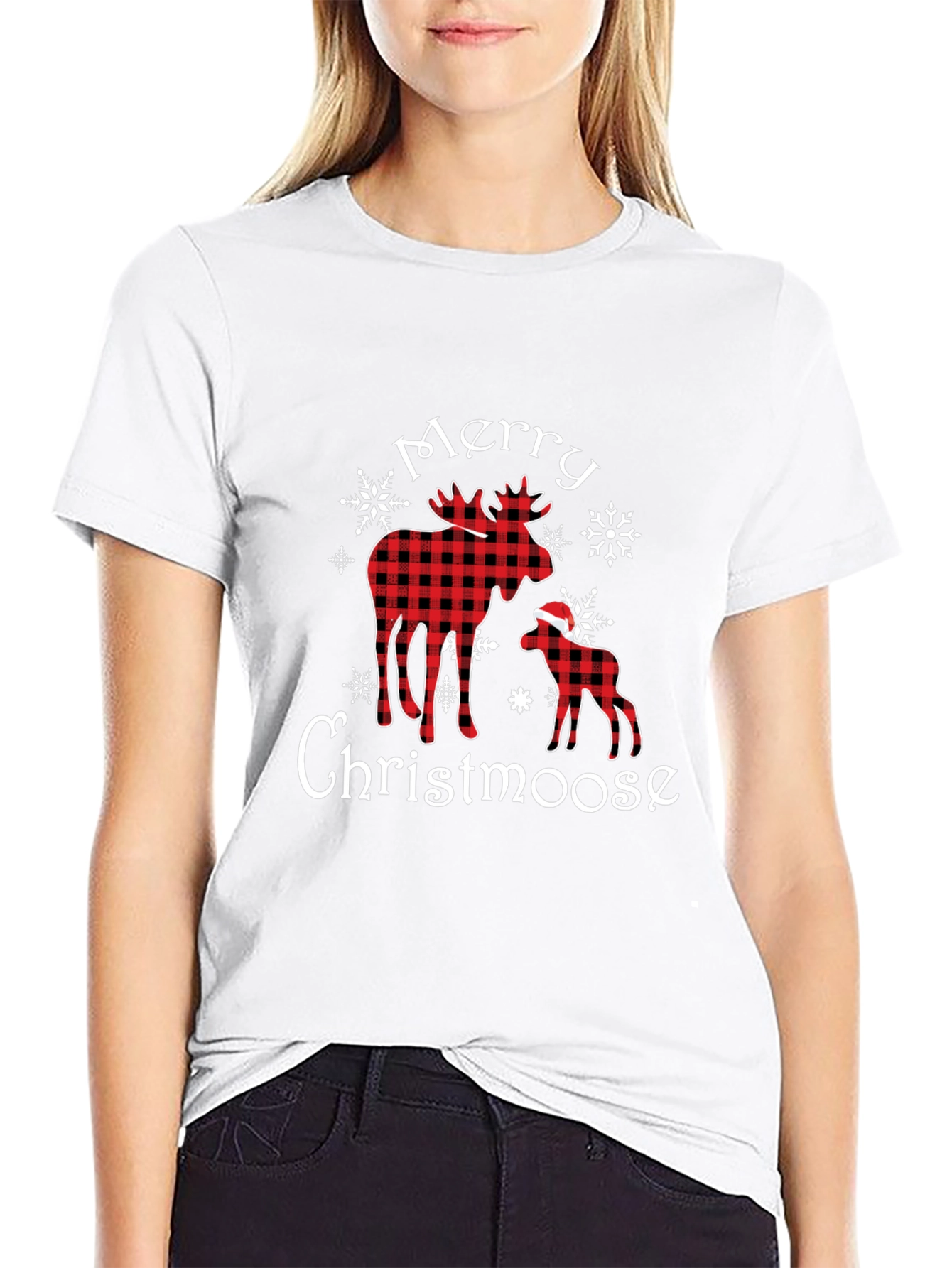 Merry Christmoose Buffalo Plaid Christmas T-Shirt