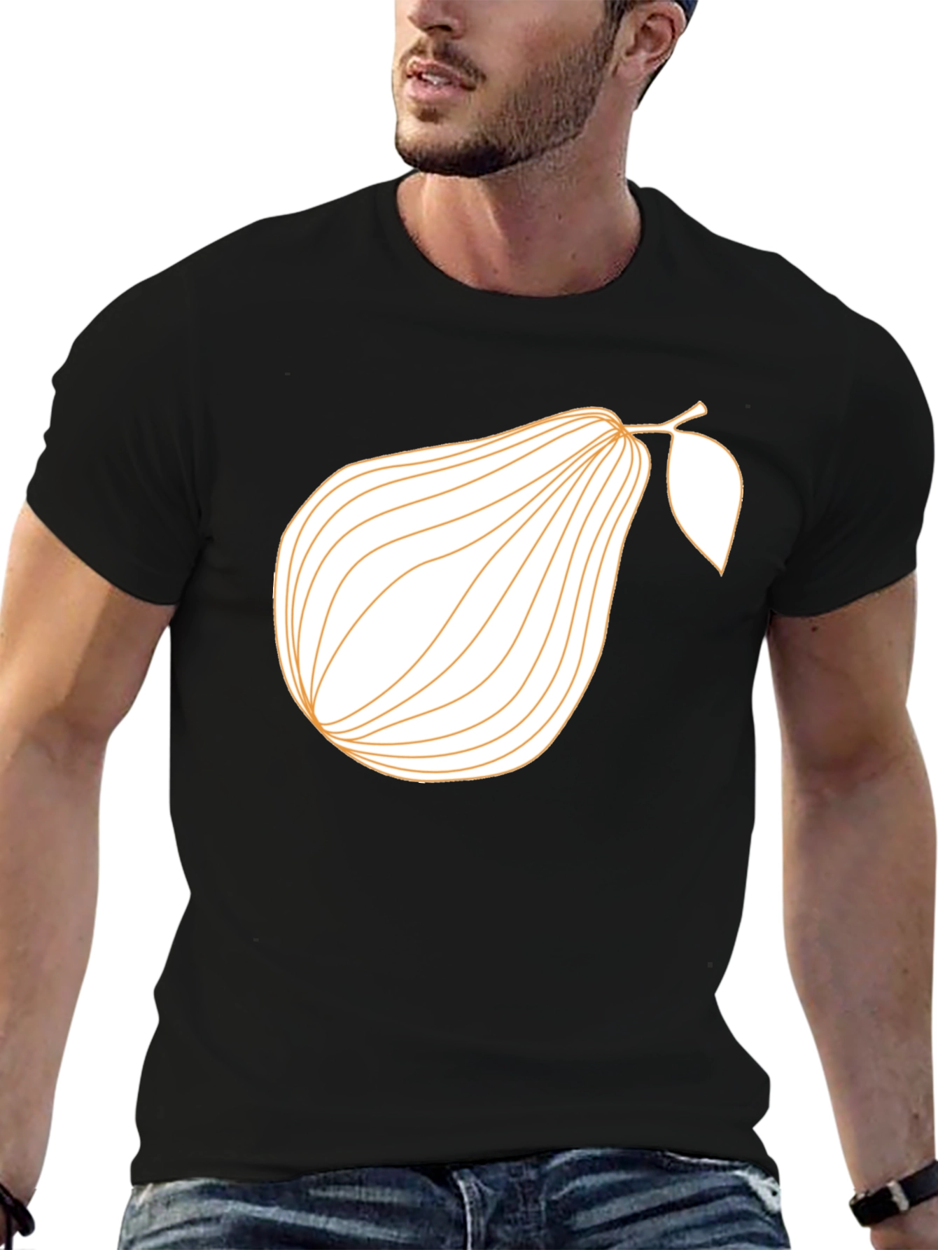 Modern Pear Graphic Tee - Black Cotton Blend Shirt