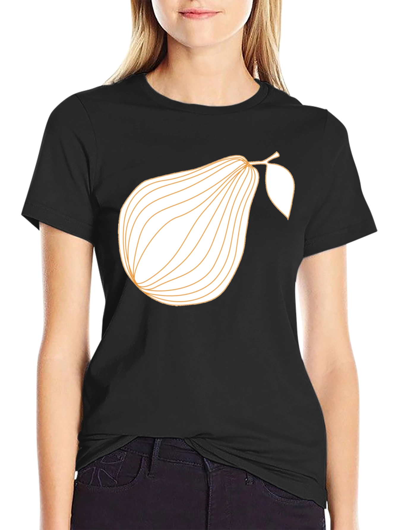 Modern Pear Graphic Tee - Black Cotton Blend Shirt