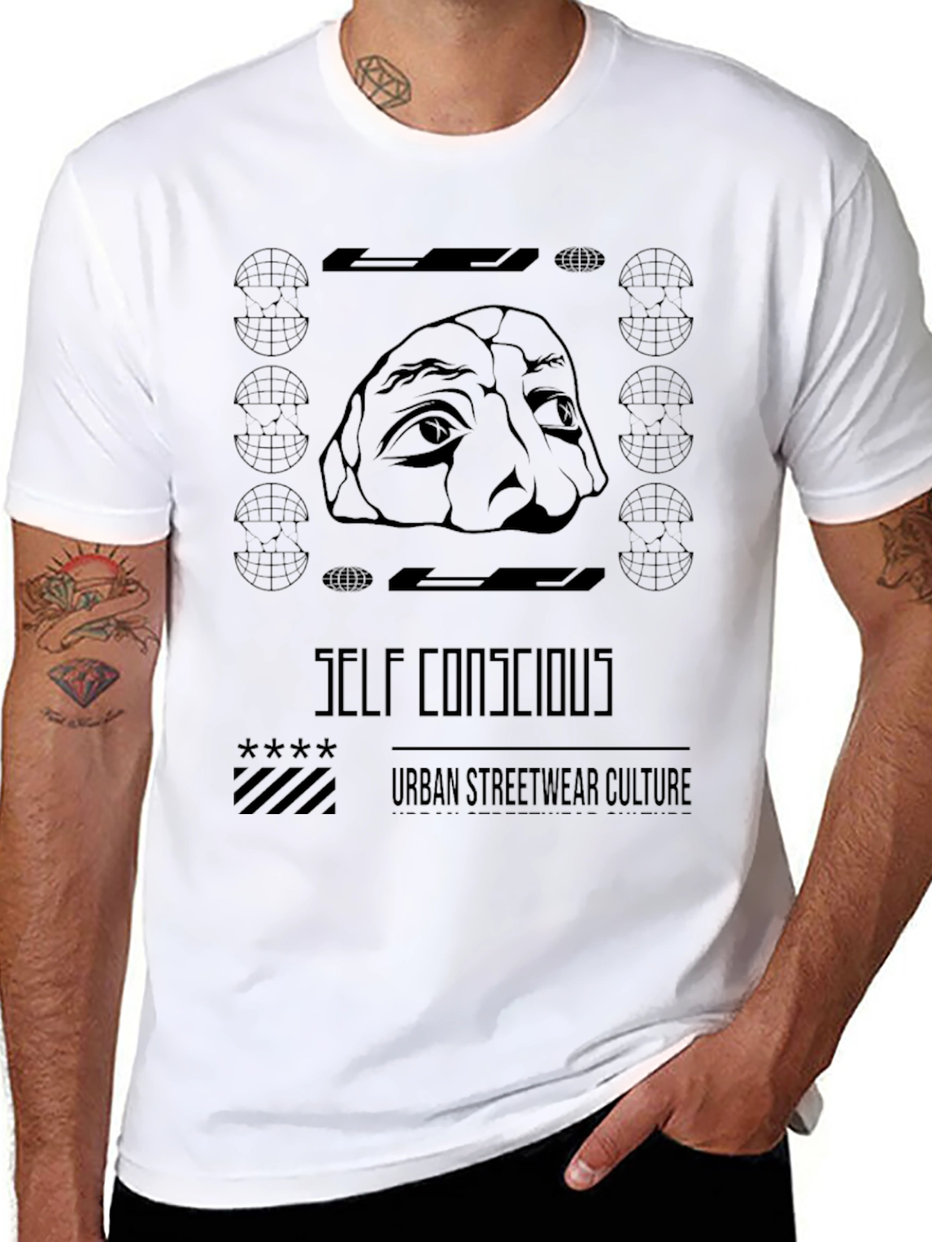 Self Conscious Urban Streetwear Black Graphic T-Shirt