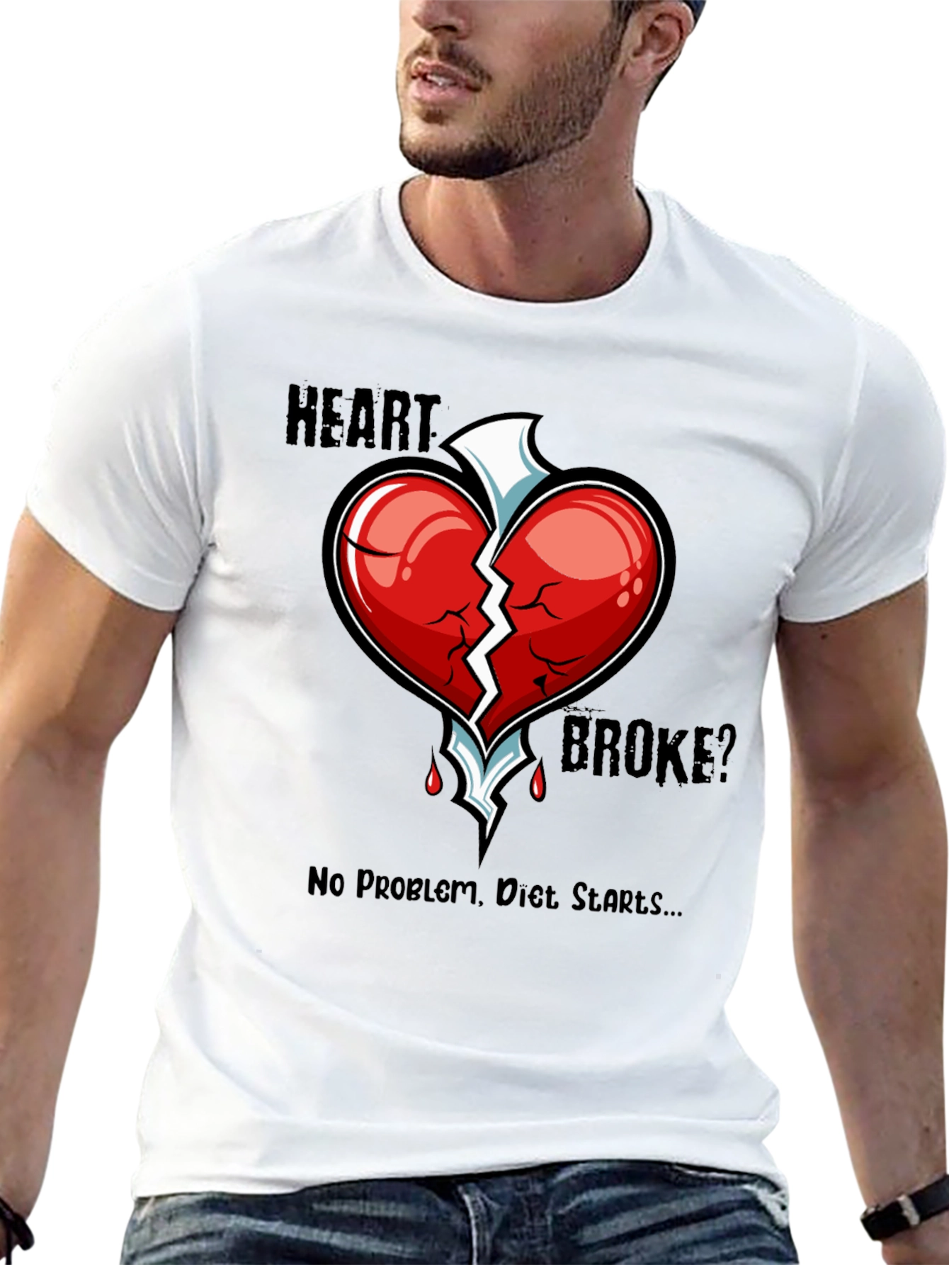 Heart Broke? Diet Starts T-Shirt - Funny Graphic Tee