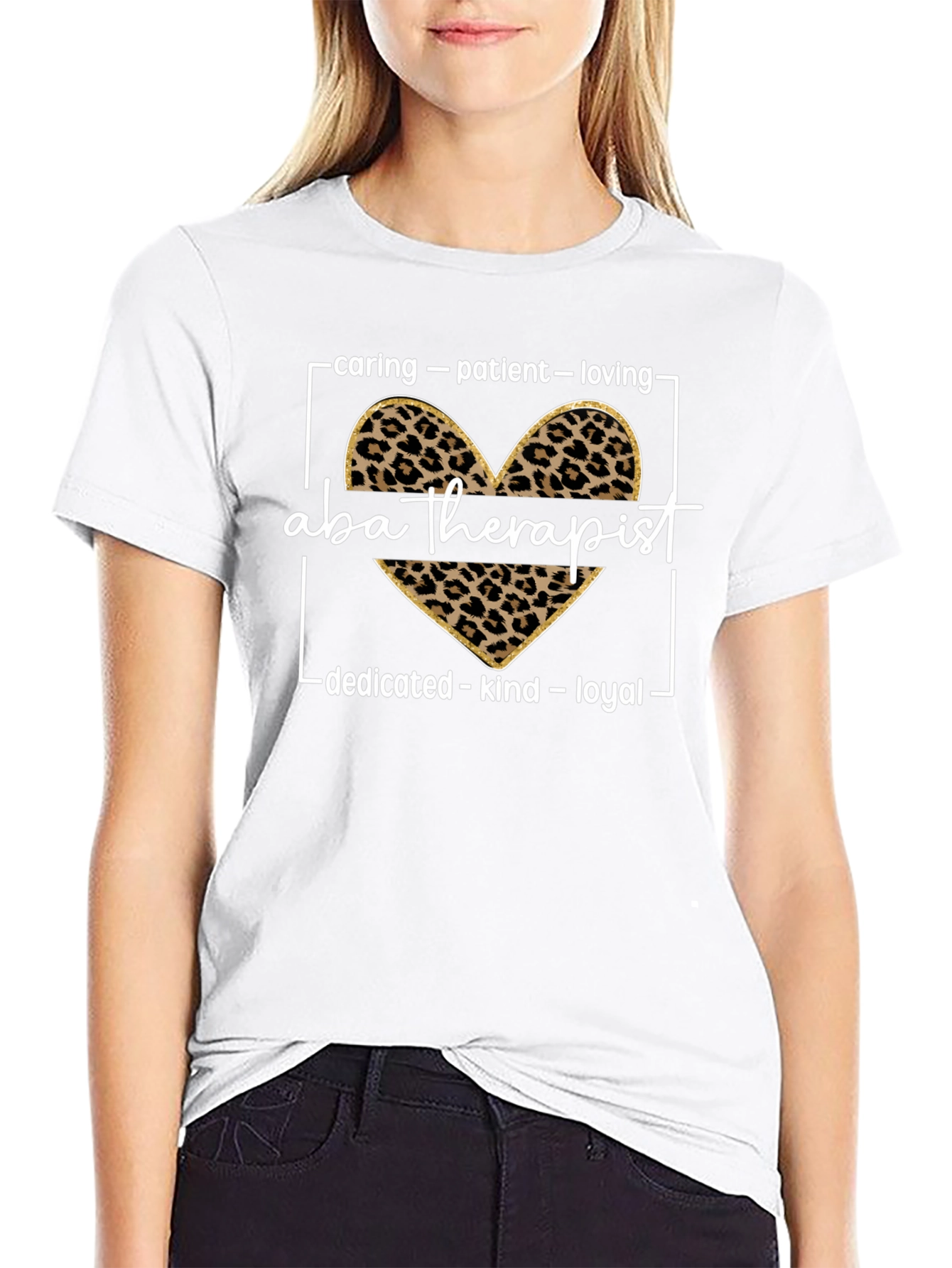 ABA Therapist Leopard Heart Graphic Tee