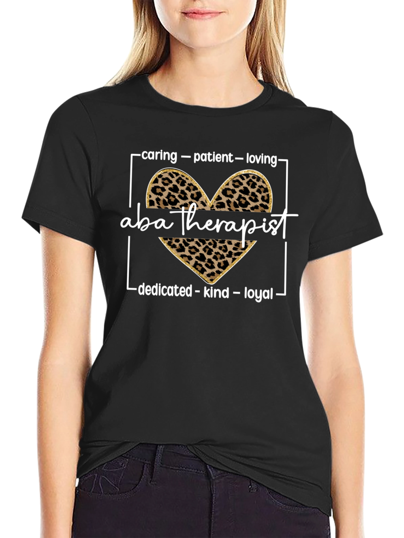 ABA Therapist Leopard Heart Graphic Tee