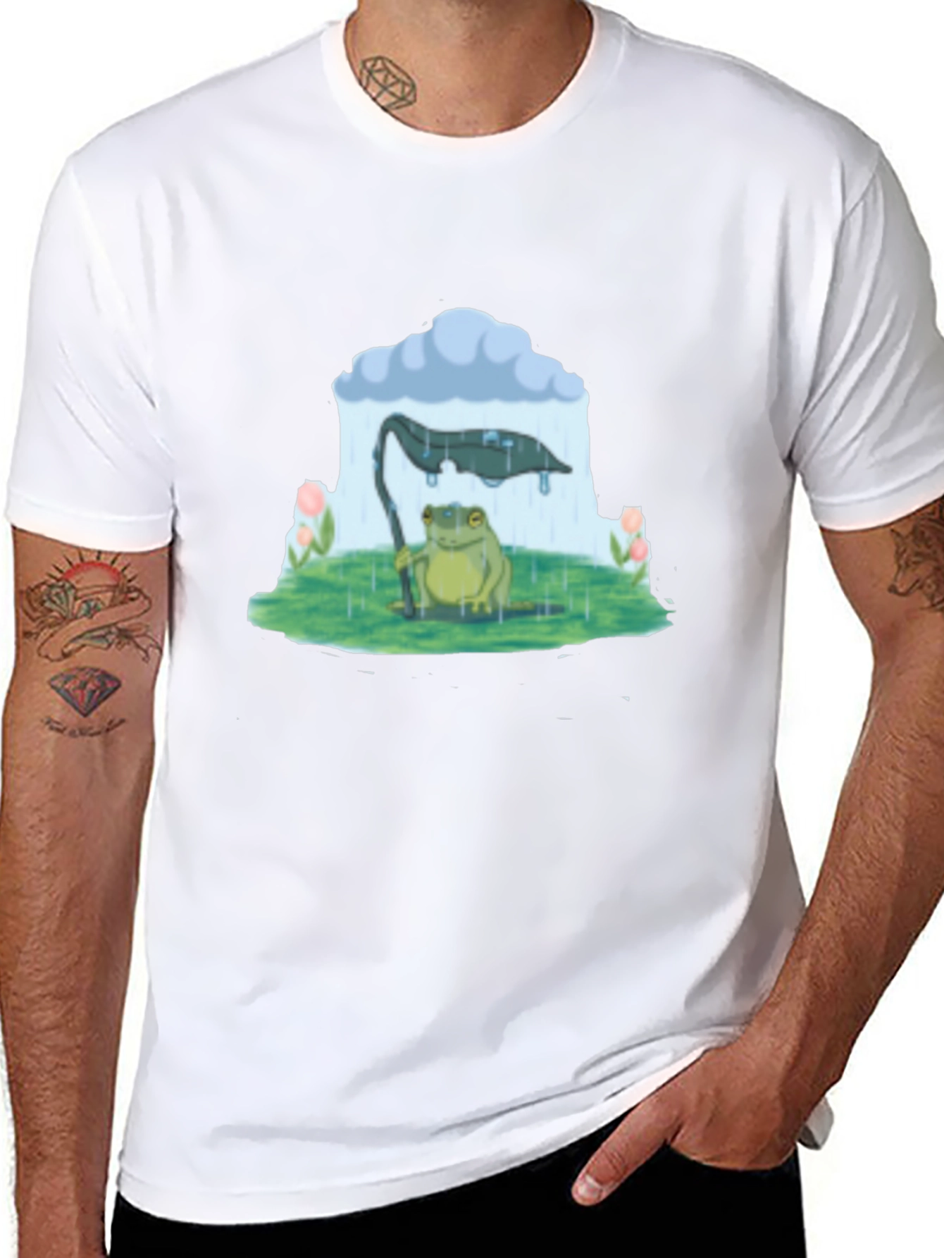 Frog Under Rain Cloud Graphic Tee
