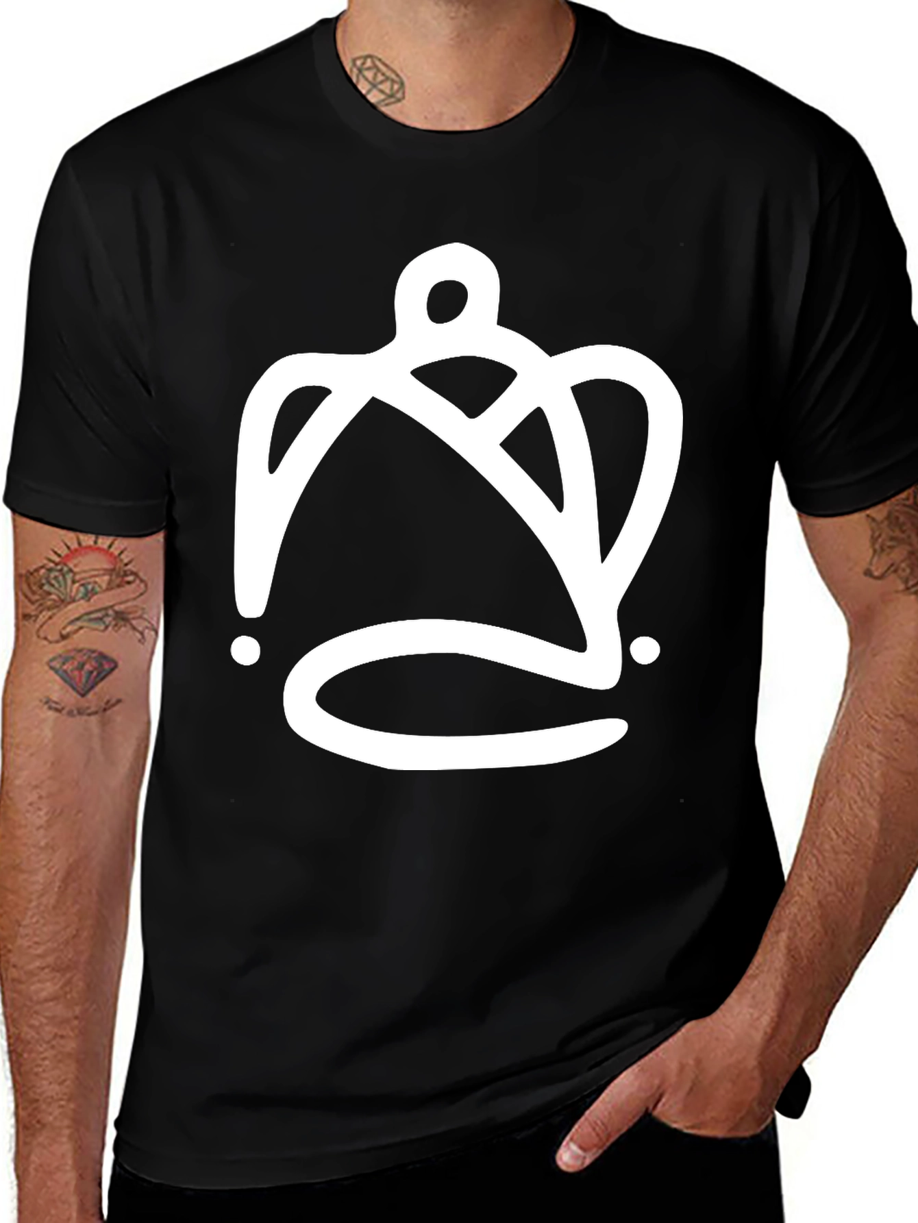 Unique Graphic Tee - Abstract Crown Design Black