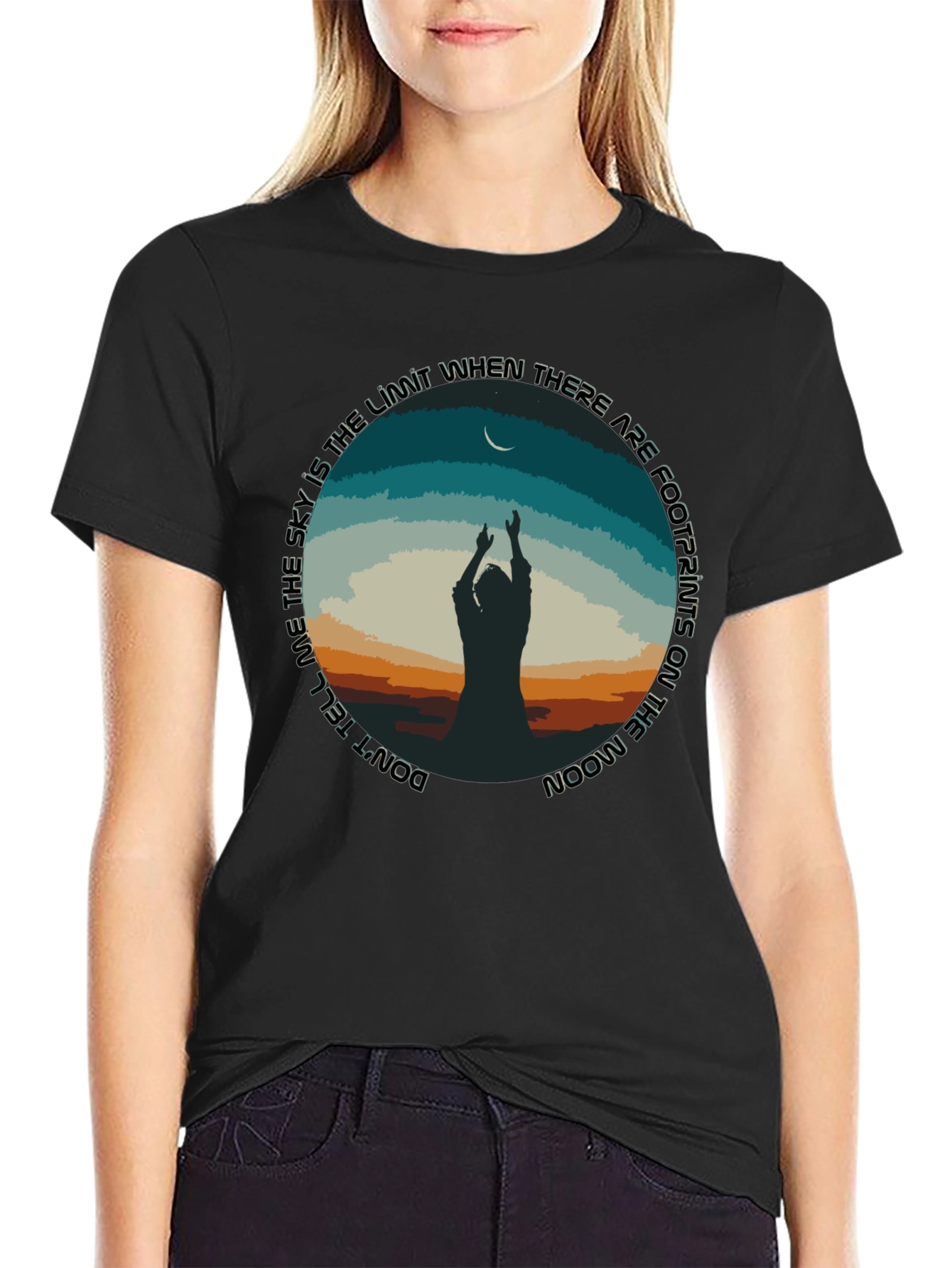 Moon Footprints Graphic Tee - Black Unisex T-Shirt