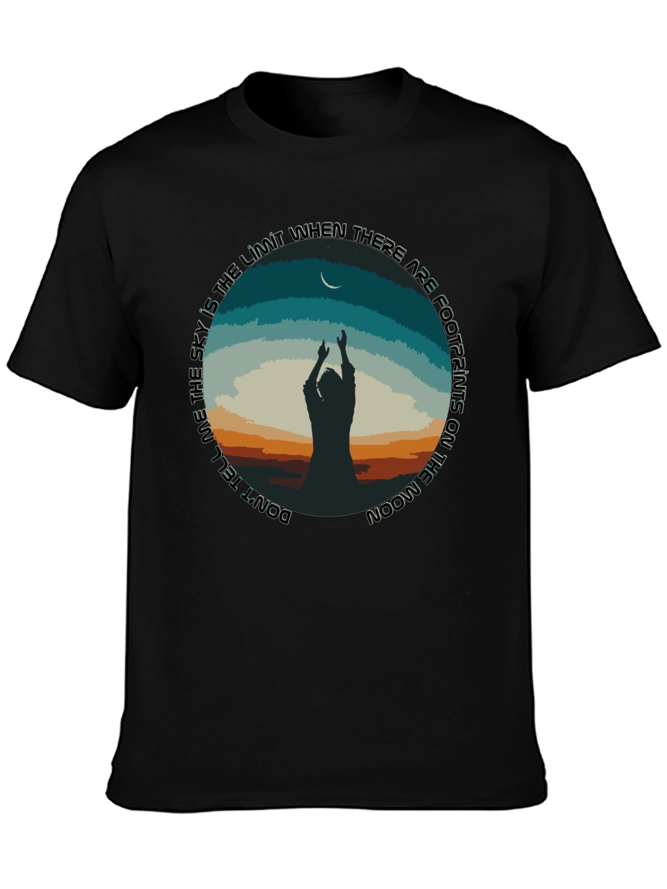 Moon Footprints Graphic Tee - Black Unisex T-Shirt