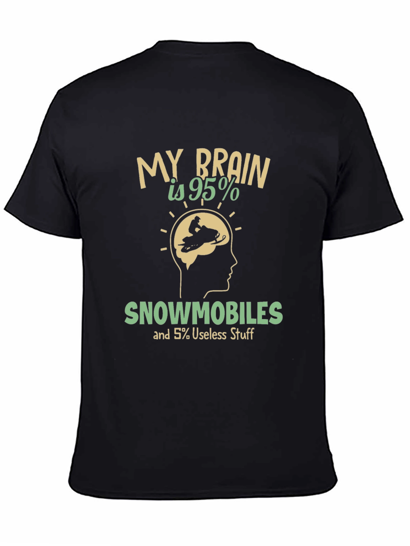 Funny Snowmobile T-Shirt - Brain is 95% Snowmobiles