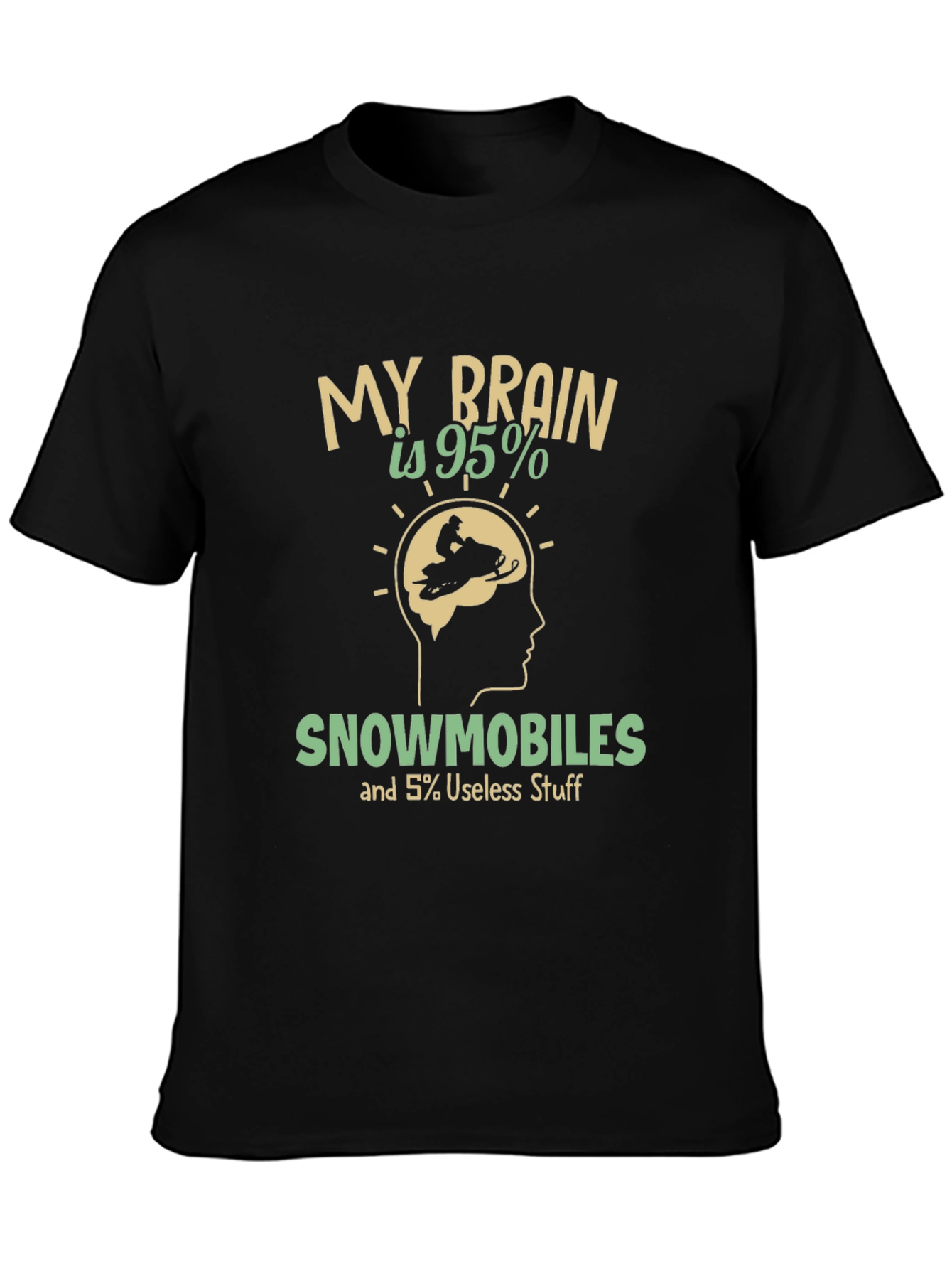 Funny Snowmobile T-Shirt - Brain is 95% Snowmobiles