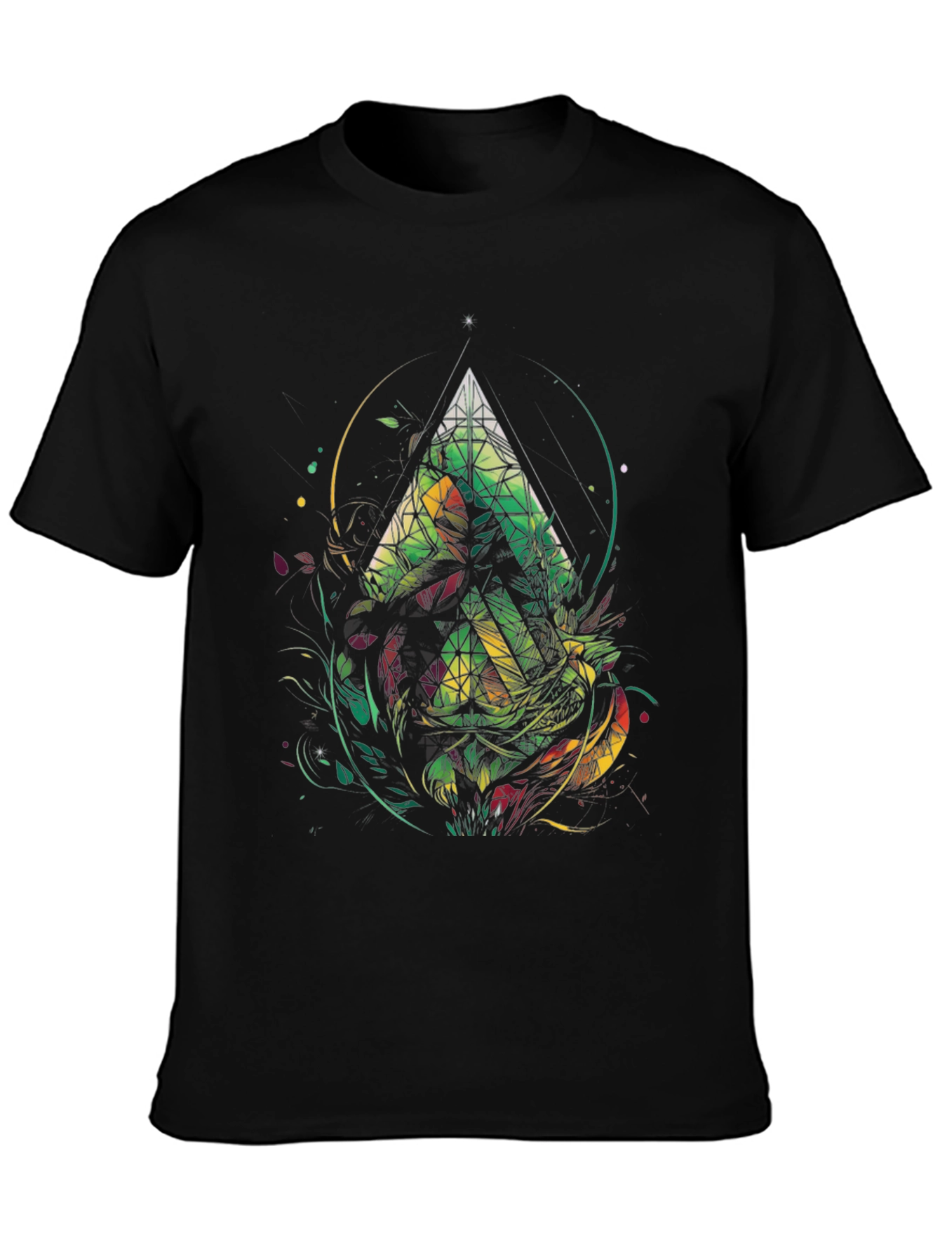 Abstract Geometric Triangle Graphic Tee - Mens Black