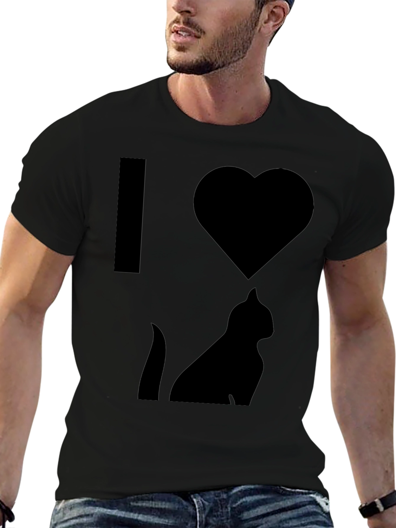 I Heart Cats T-Shirt - Black Graphic Print