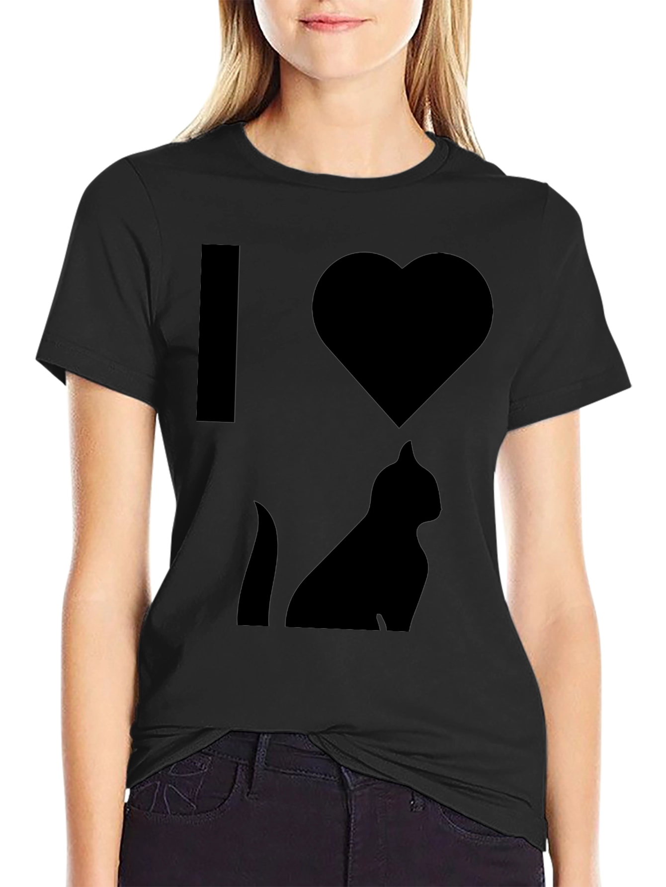 I Heart Cats T-Shirt - Black Graphic Print