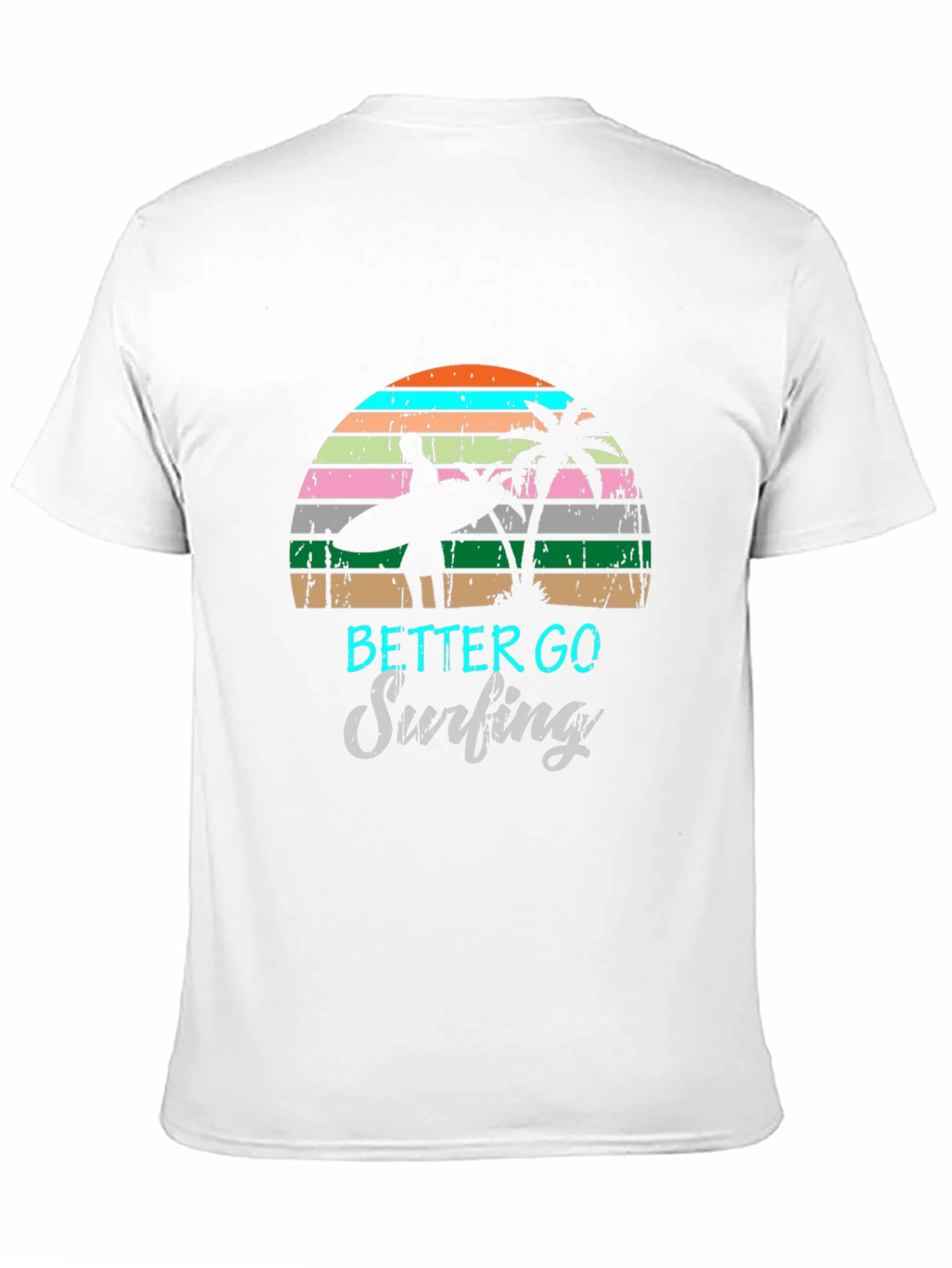 Retro Surfing T-Shirt Palm Tree Design