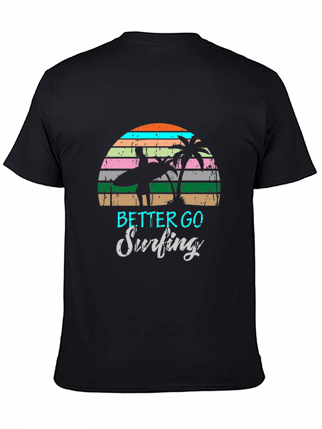 Retro Surfing T-Shirt Palm Tree Design