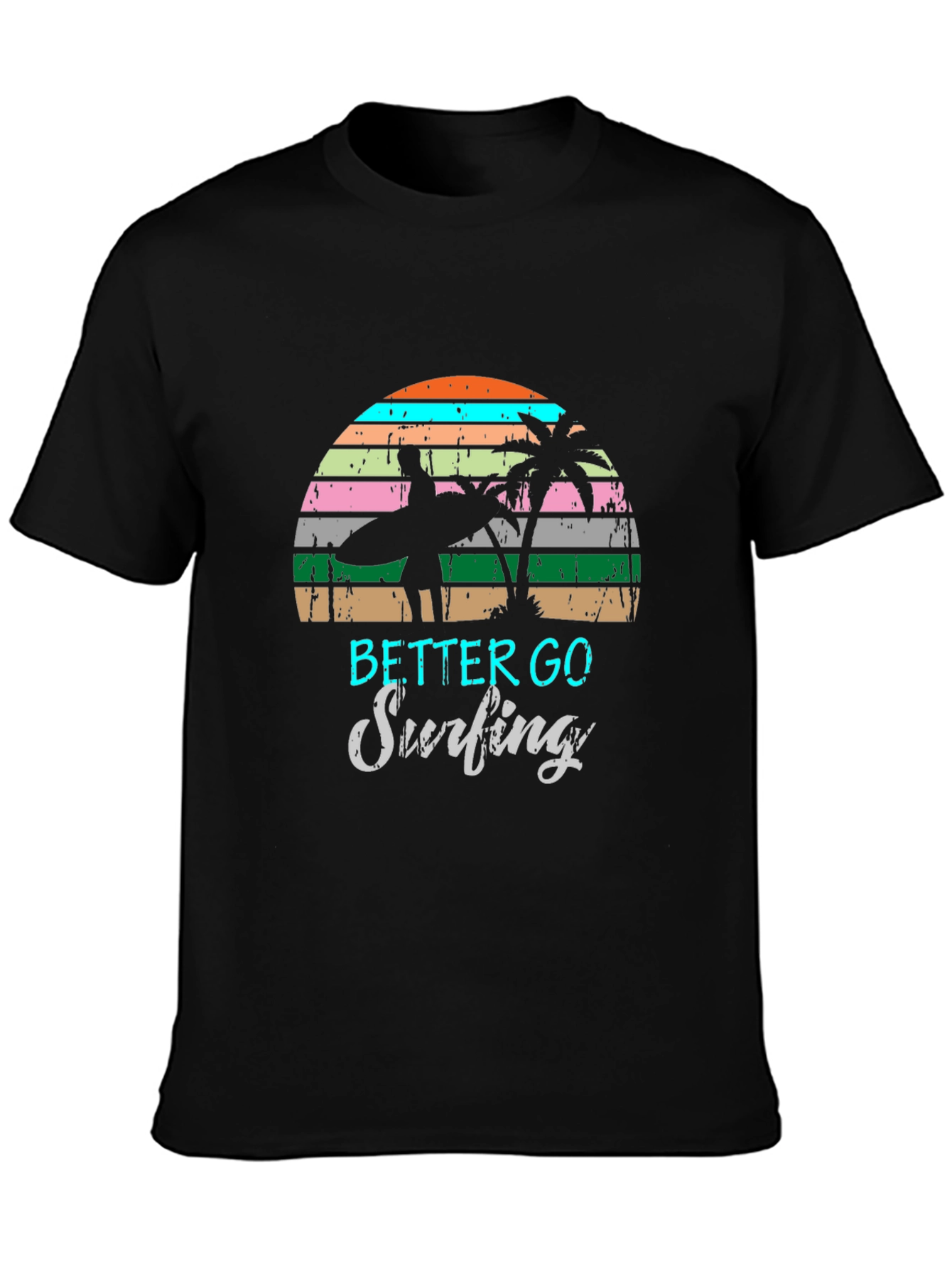 Retro Surfing T-Shirt Palm Tree Design