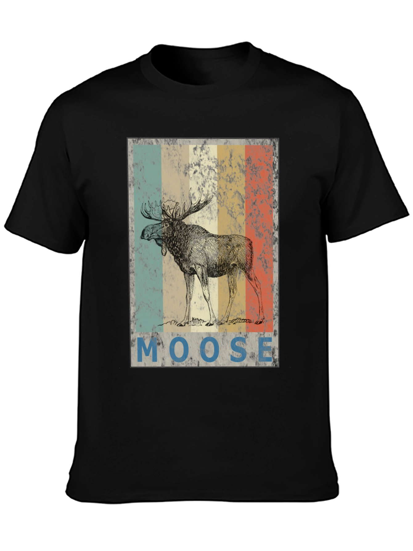 Retro Moose Graphic T-Shirt - Mens Black Tee