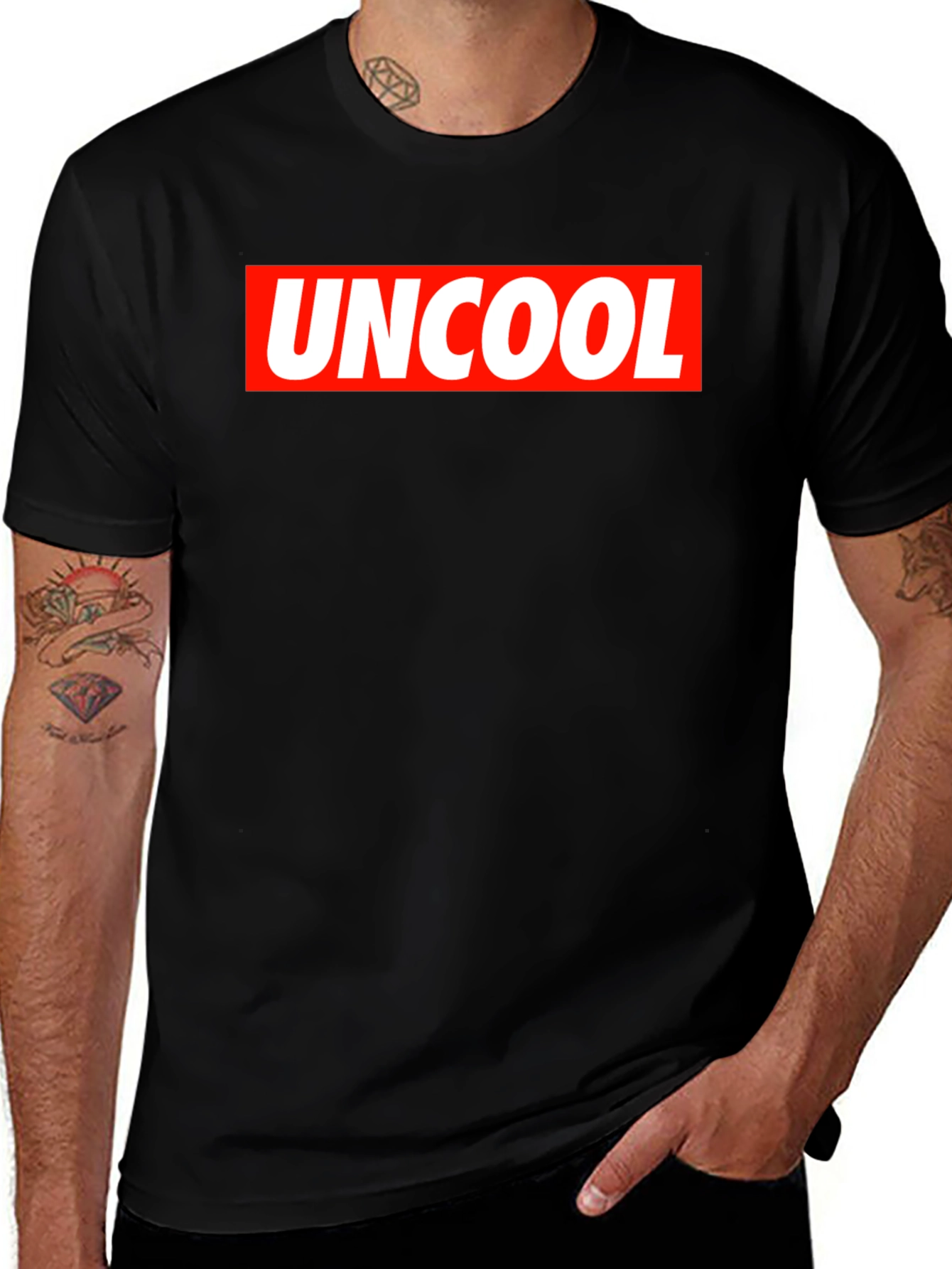 Uncool Graphic Tee - Black Short Sleeve T-Shirt