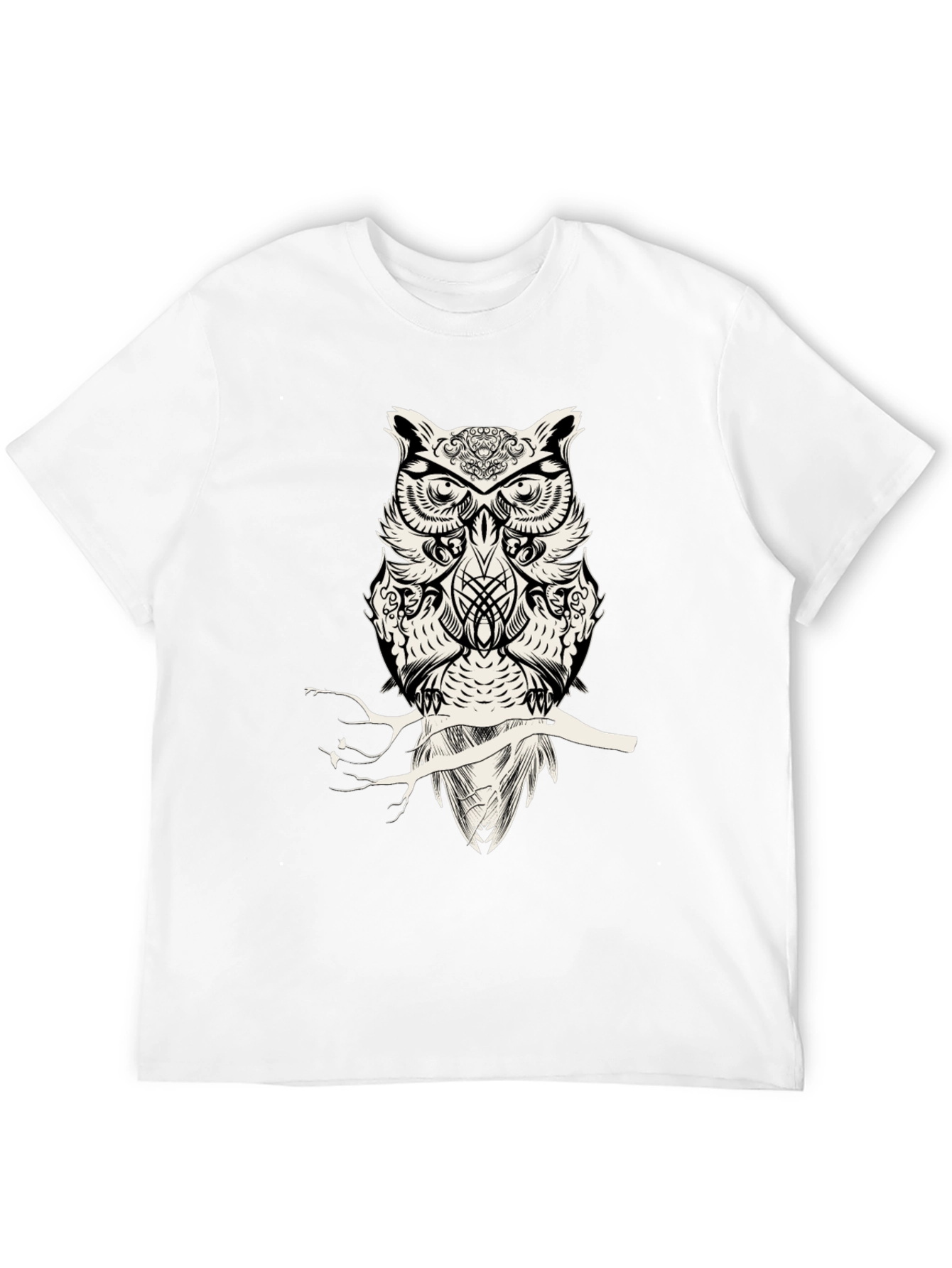 Owl Graphic Print Mens Black T-Shirt