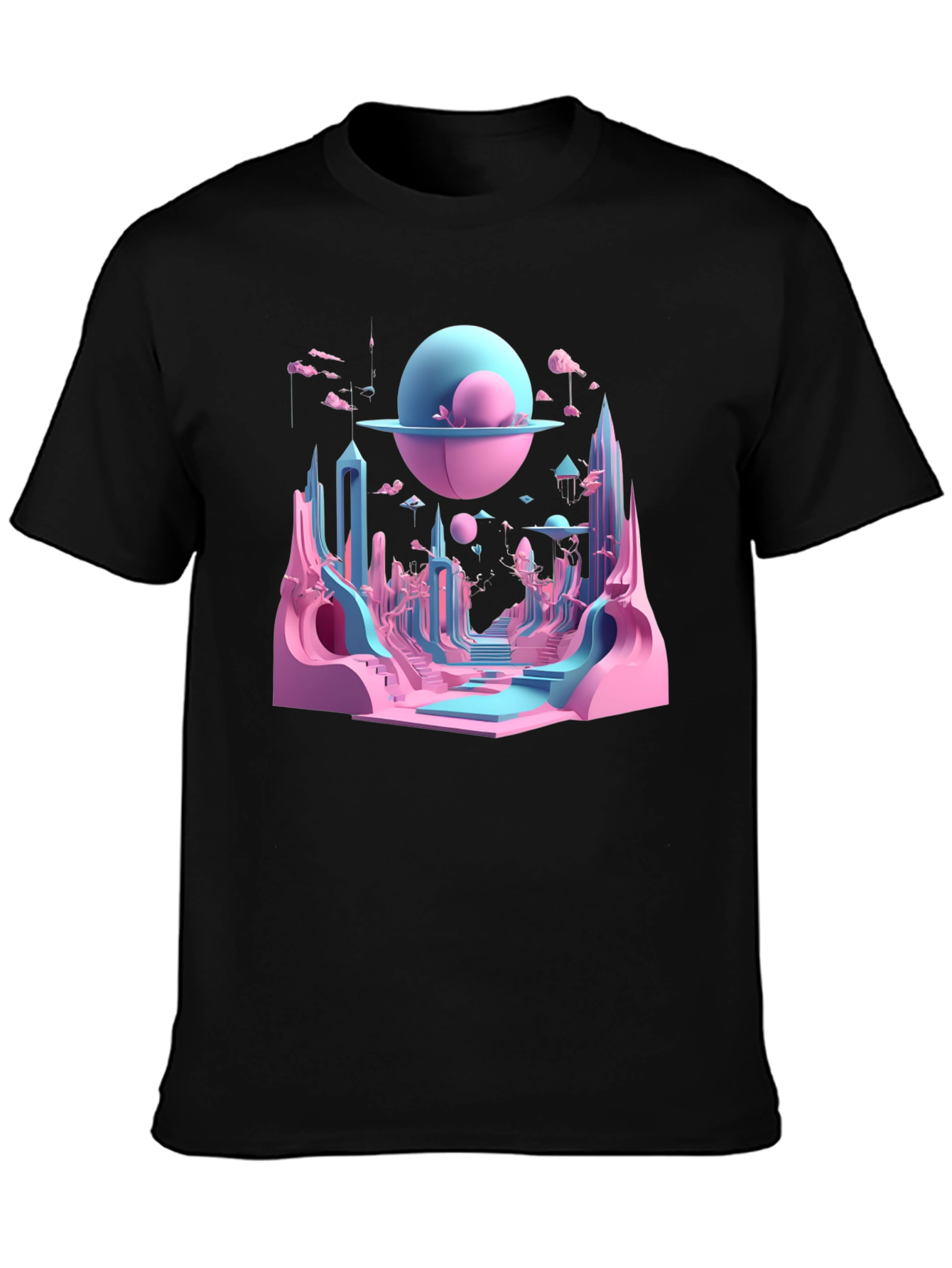Surrealscape Graphic Print Black T-Shirt