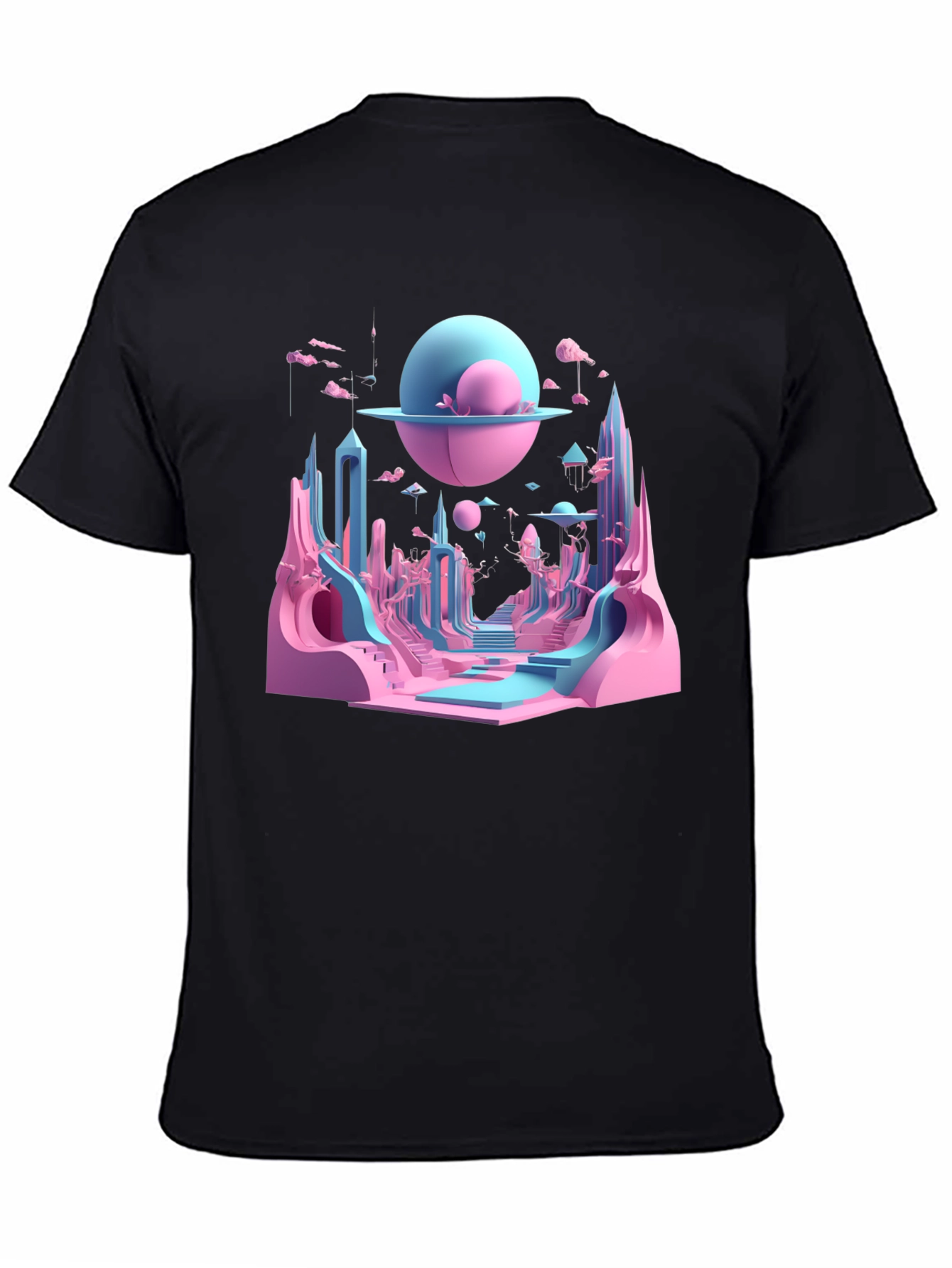 Surrealscape Graphic Print Black T-Shirt