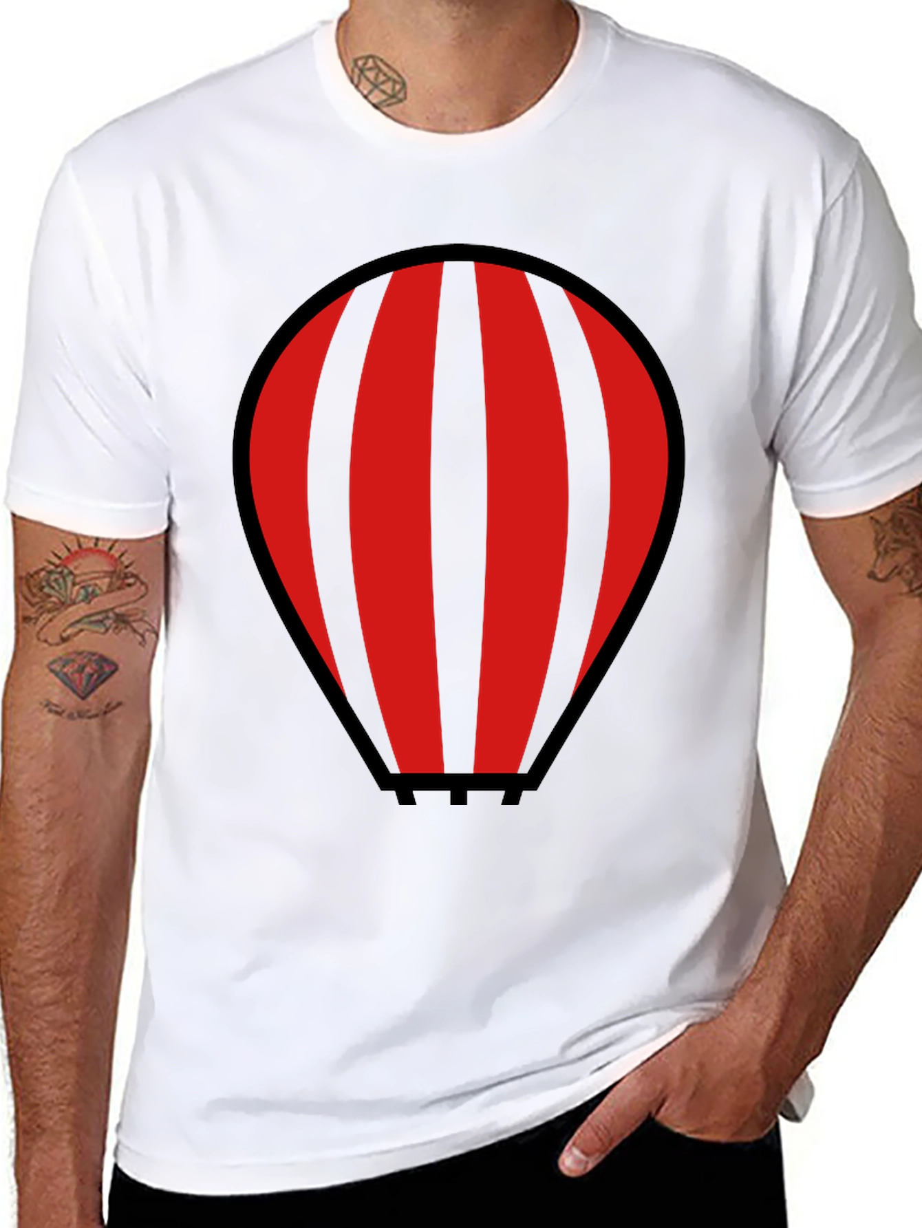 Striped Hot Air Balloon Graphic T-Shirt