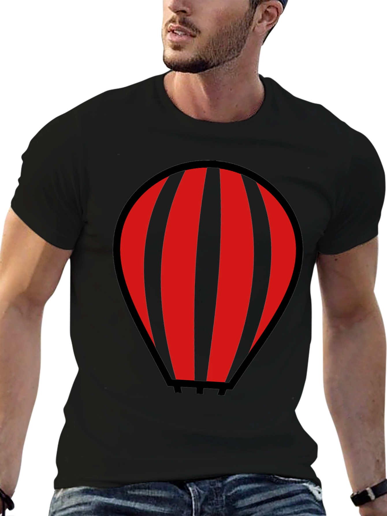 Striped Hot Air Balloon Graphic T-Shirt