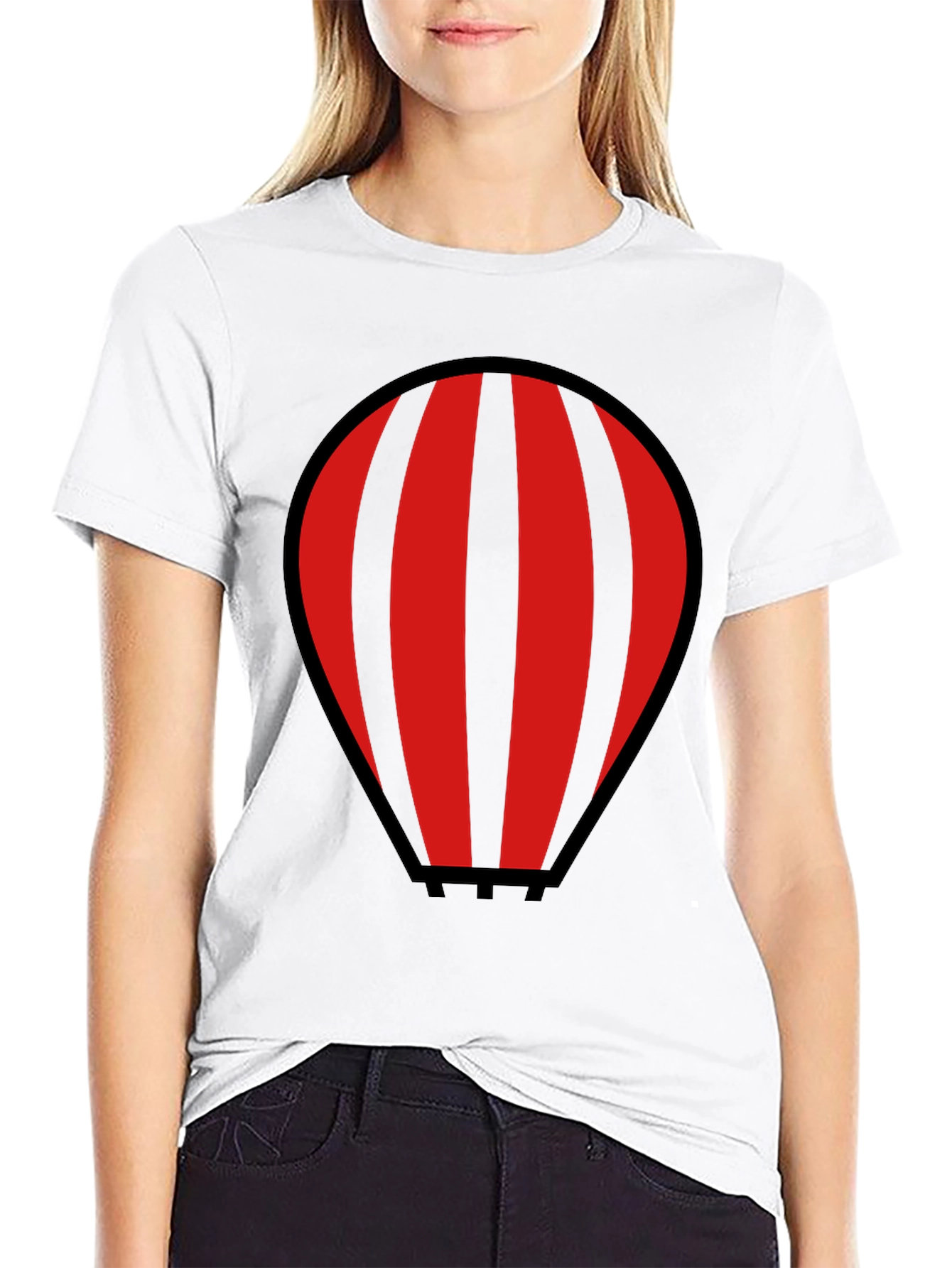 Striped Hot Air Balloon Graphic T-Shirt